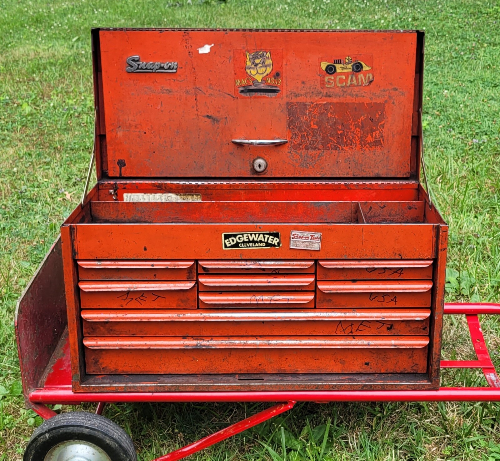 Vintage Red Snap-On 9 Drawer Heavy Duty Tool Chest