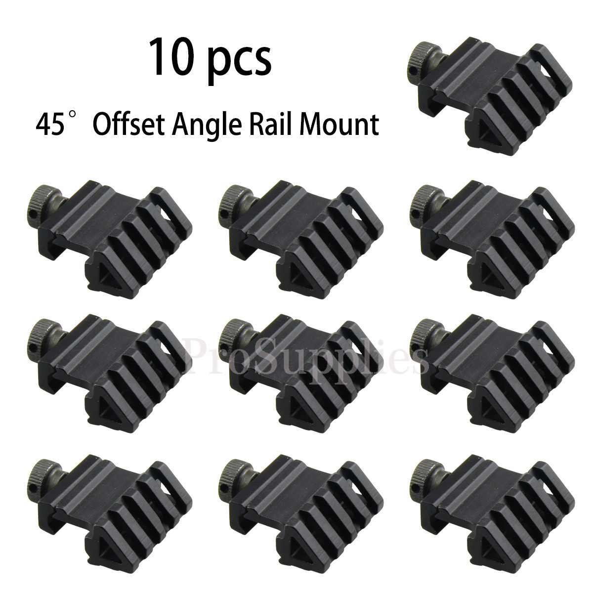 10 PCS Tactical 45 Degree Angle Offset 20mm Weaver Rail Mount Picatinny 4 Slot