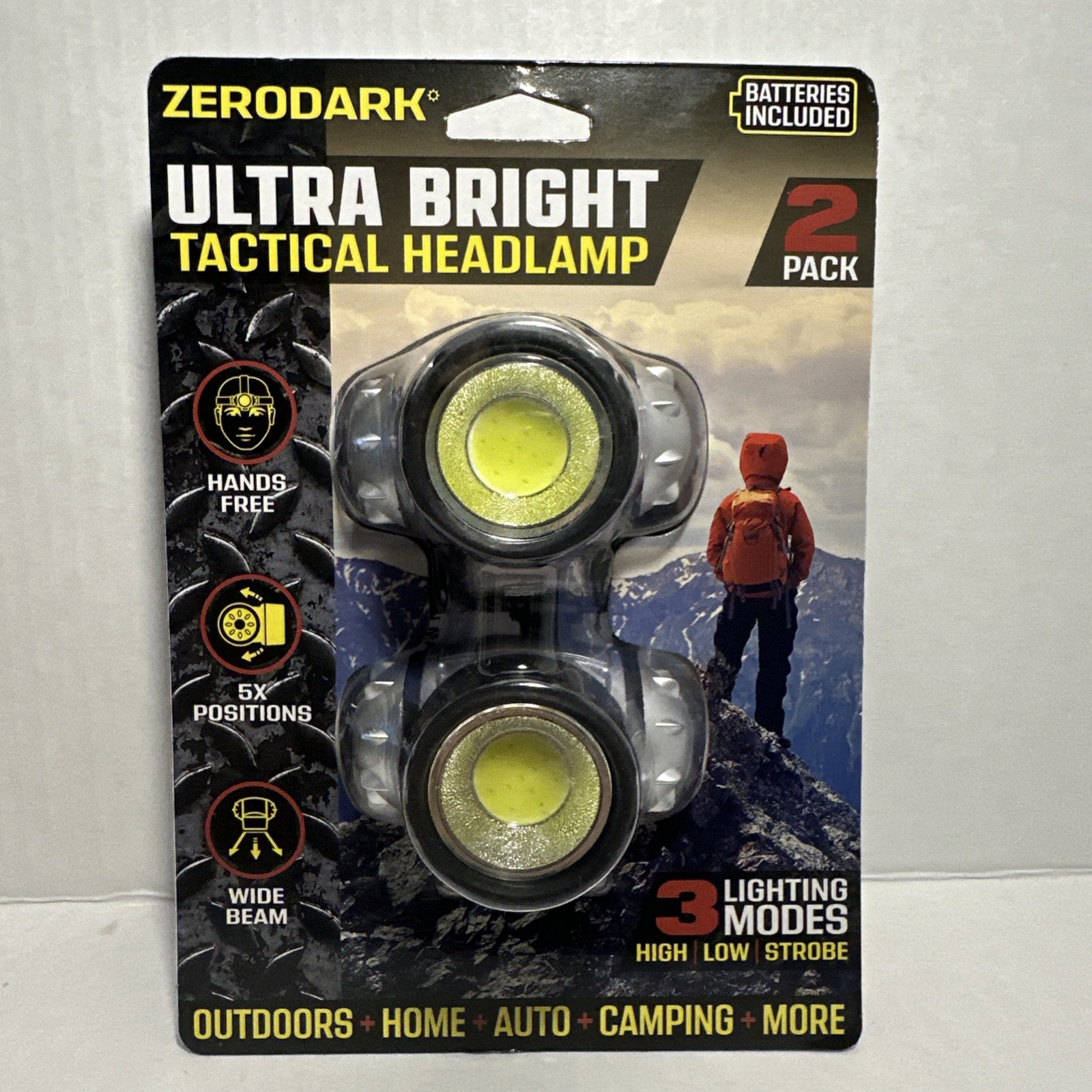 Zerodark Ultra Bright Tactical Headlamp 2 Pack Batteries Included