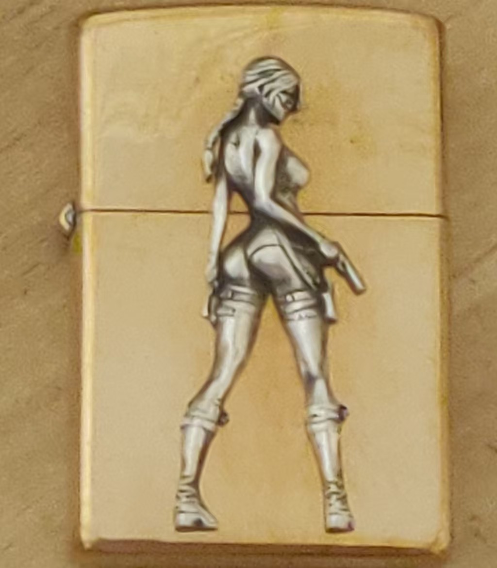 1 piece Lighter accessories Brass Sexy female warrior Statue DIY sticker