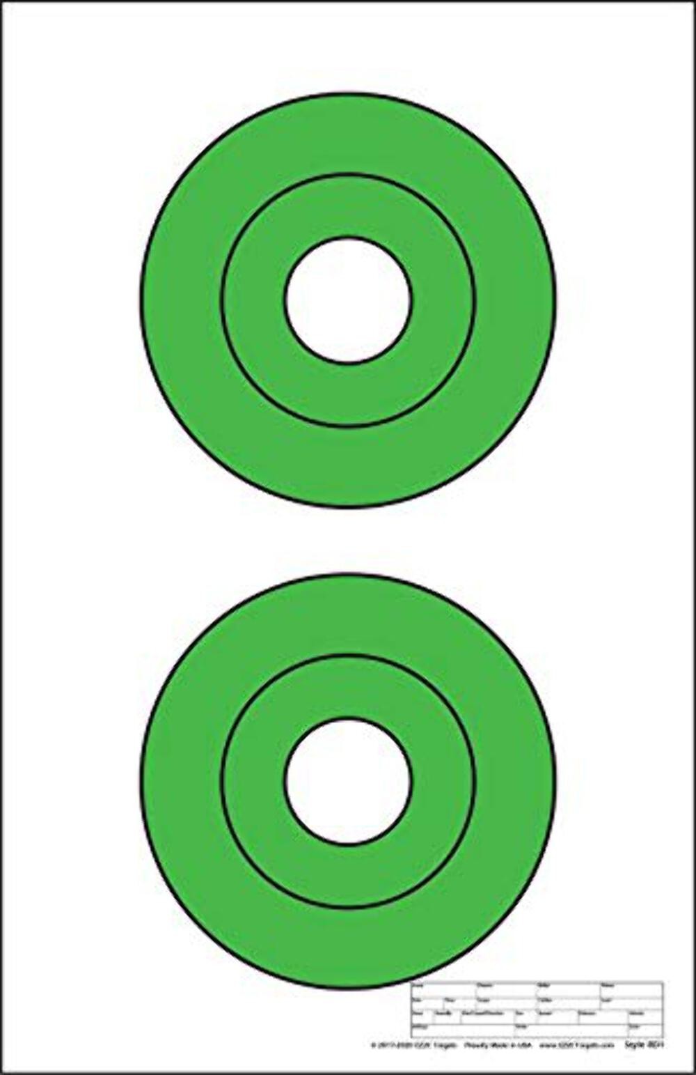 25 EZ2C Targets RD1: Two 6.5" Bullseyes Shooting Paper Targets 11"x17" Pad of 25