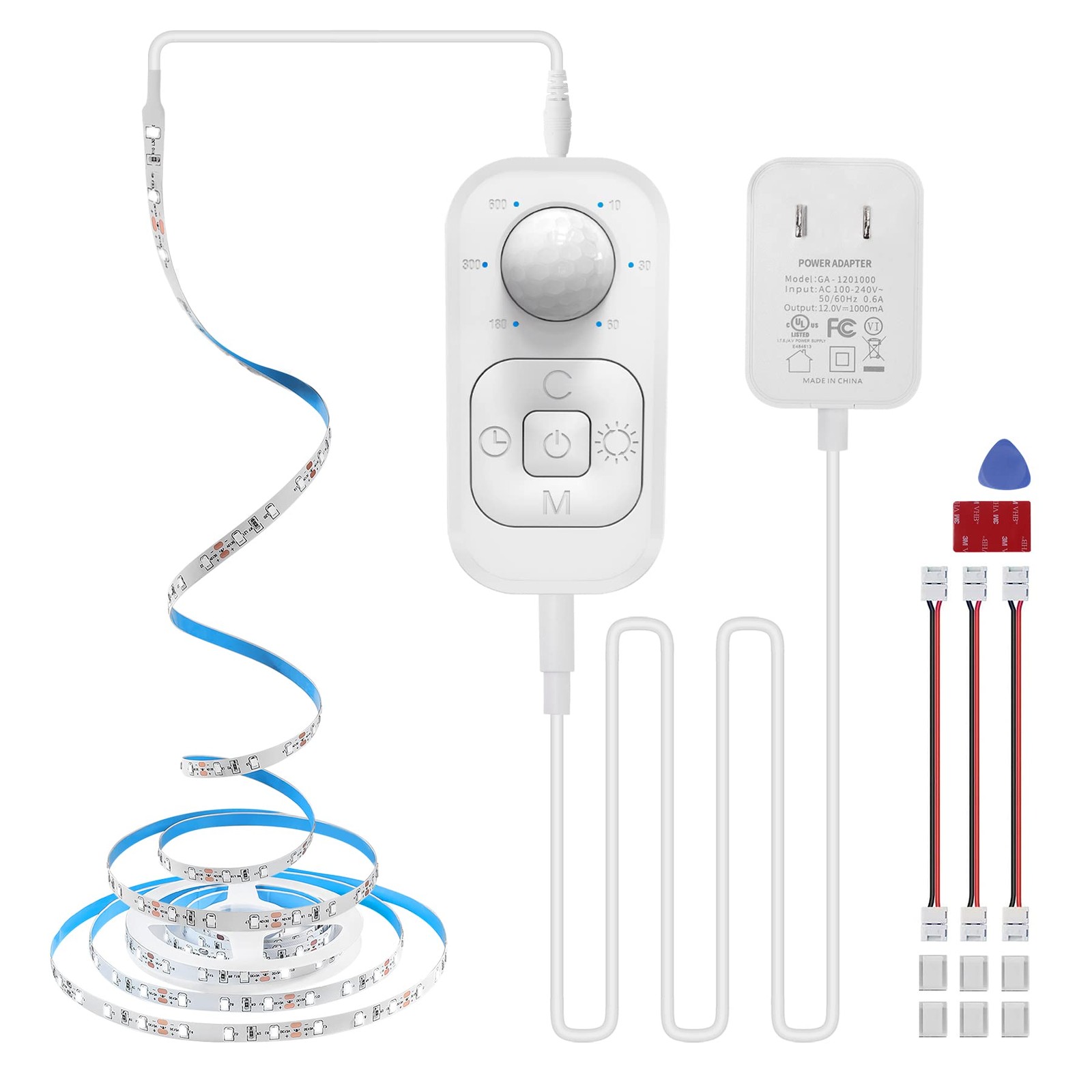 Motion Under Cabinet Lights - Plug-in Lights Indoor with Power Adapter, Dimme...