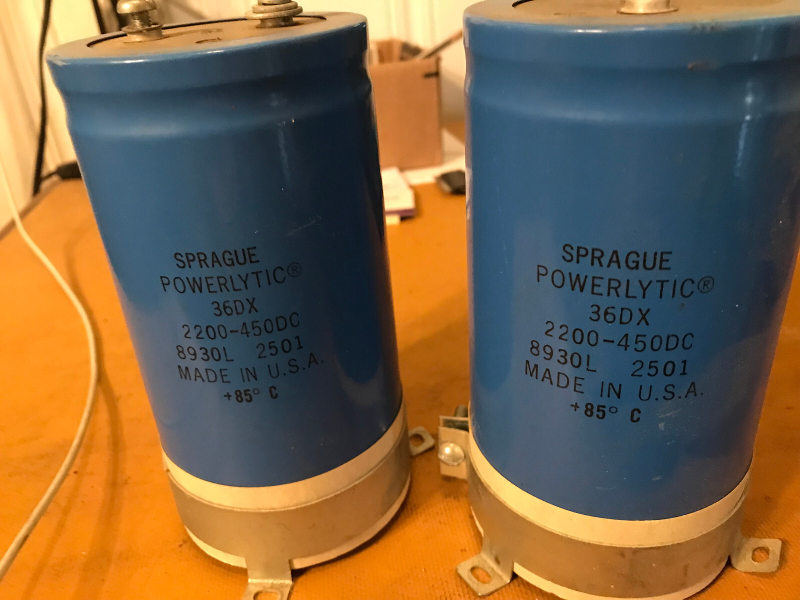 2 Sprague Powerlytic Capacitor, 2200uf 450 VDC
