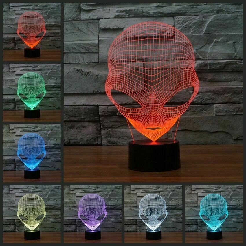 3D UFO ET Martian Alien 7 Color Change Led Table Lamp Night Light Touch Remote b