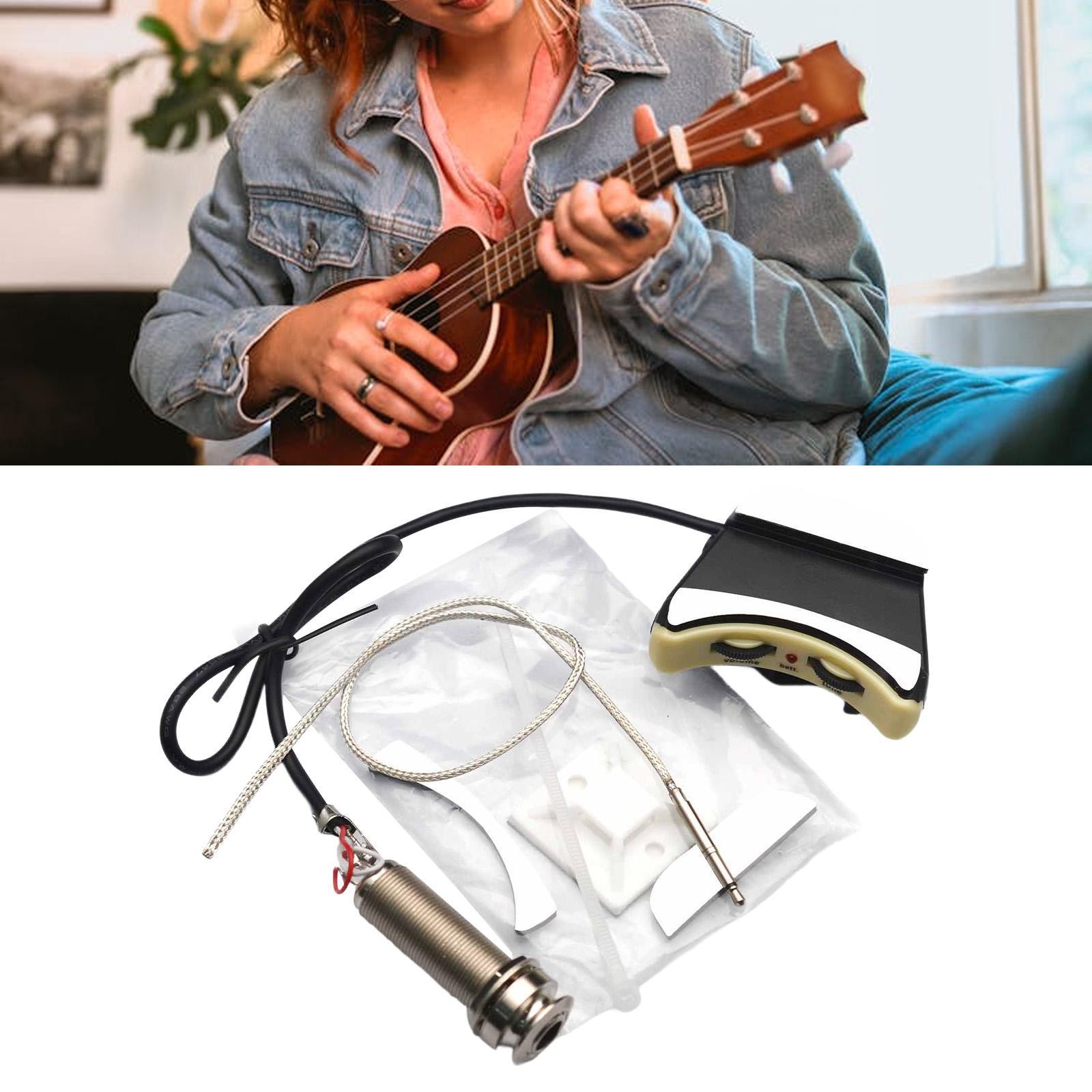 Ukulele Piezo Pickup Soundhole Mount Guitar Active Pickup