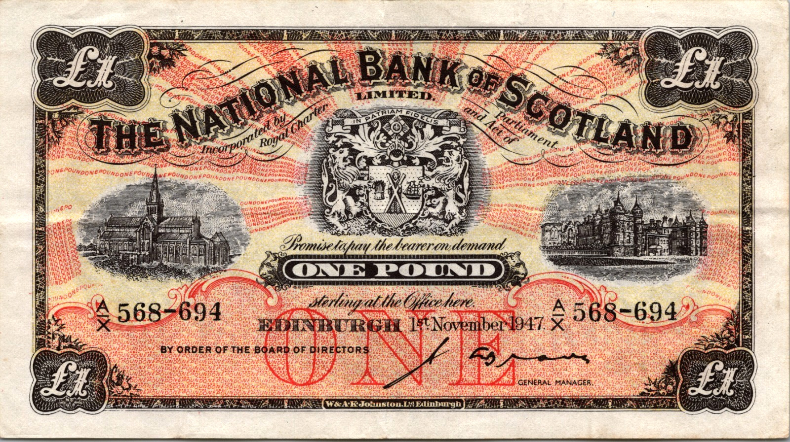Scotland 1 Pound 1947 Pick# 258b AU