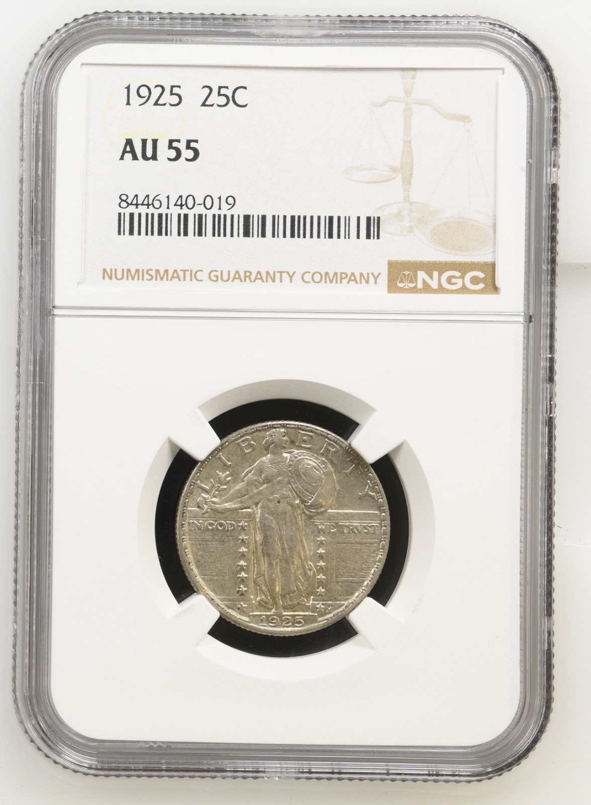 1925 United States Standing Liberty Quarter 25c - NGC AU55