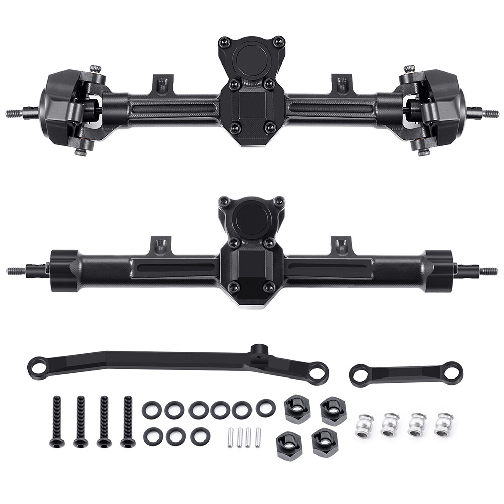 RCBATER Alu +4mm Extended Front & Rear Axles Kit for RC 1/24 Axial SCX24 Crawler