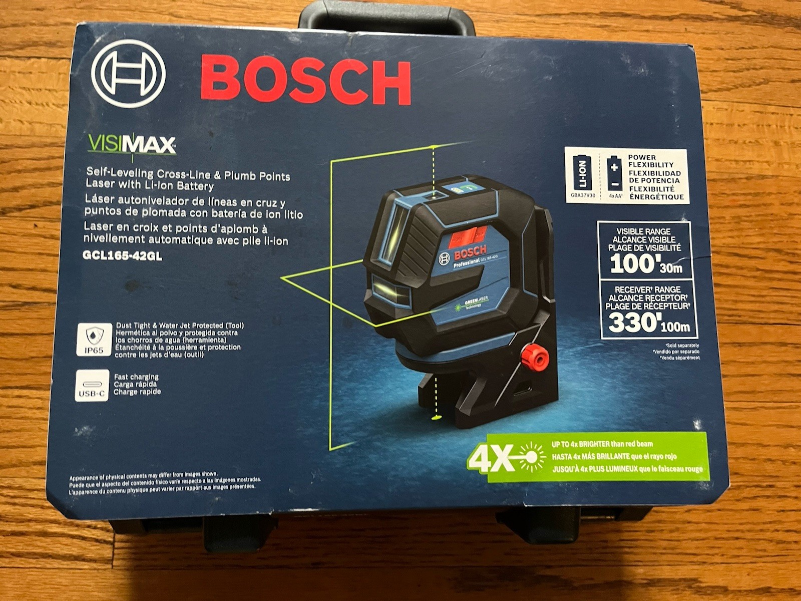 Bosch 3.7V Self Leveling And Alignment Laser GCL165-42GL Visimax  - NEW