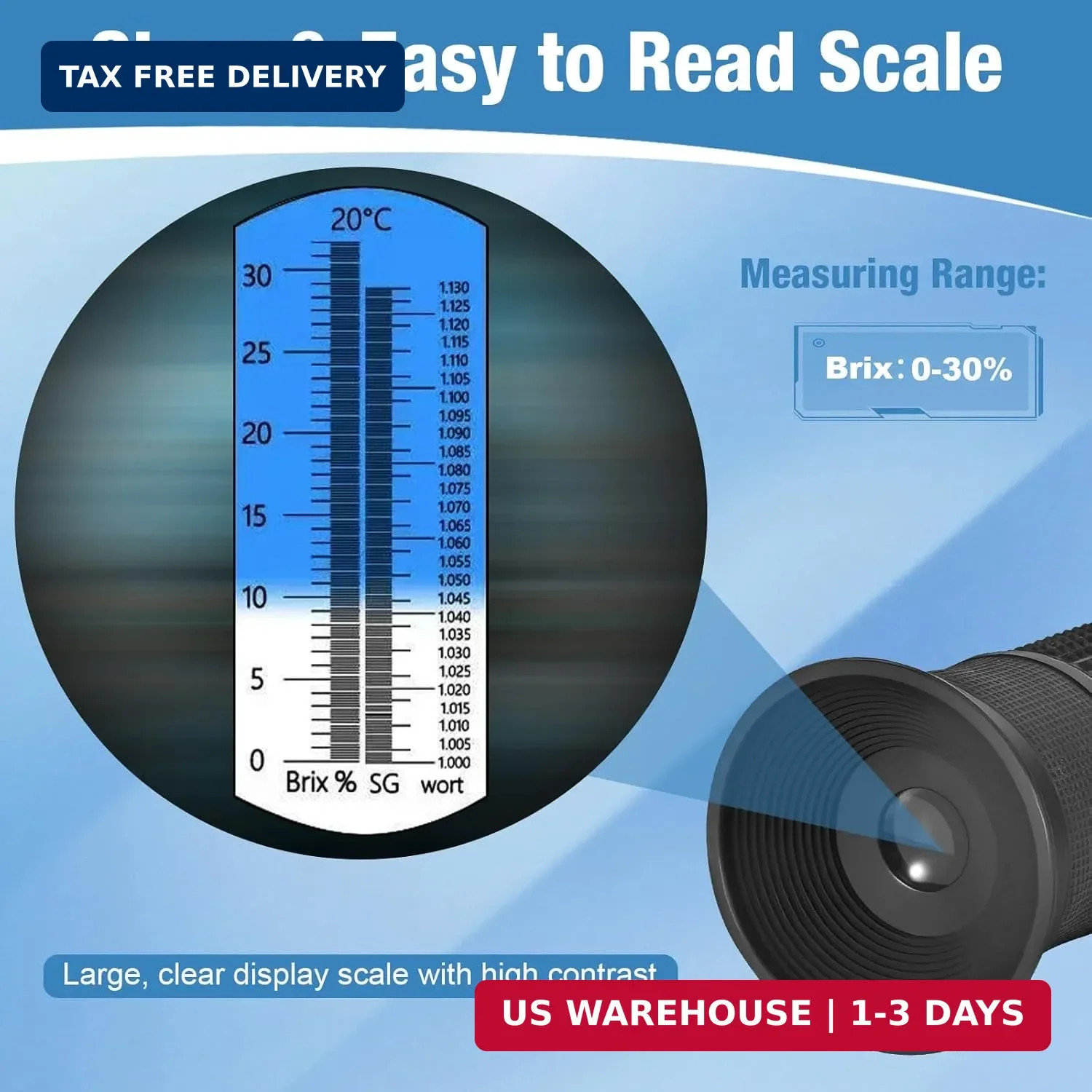 GYE Brix Refractometer with ATC, Dual Scale - Specific Gravity & Brix, Hydromete