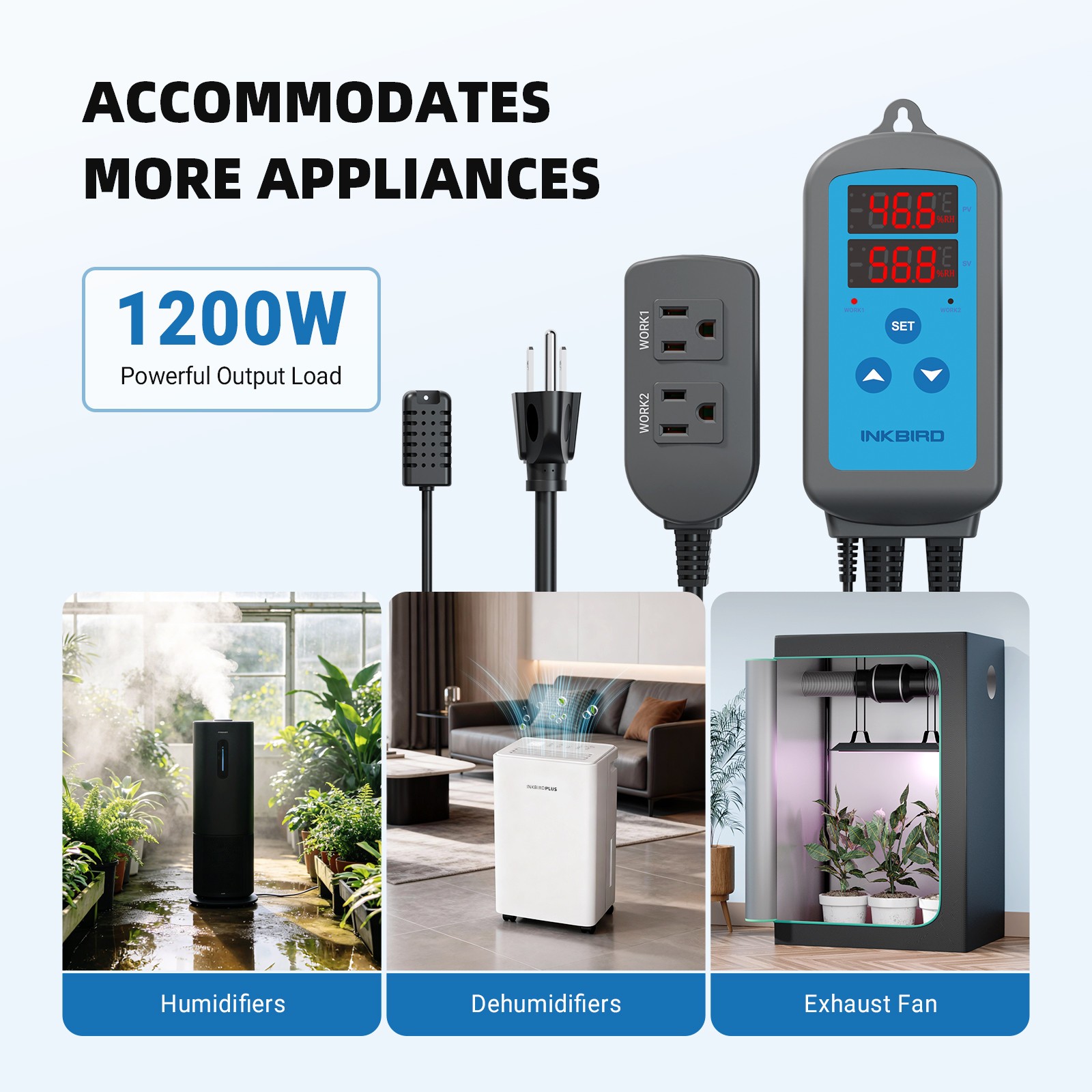 INKBIRD Humidity Controller Pre-Wired Digital Humidifier Dehumidifier Mushroom
