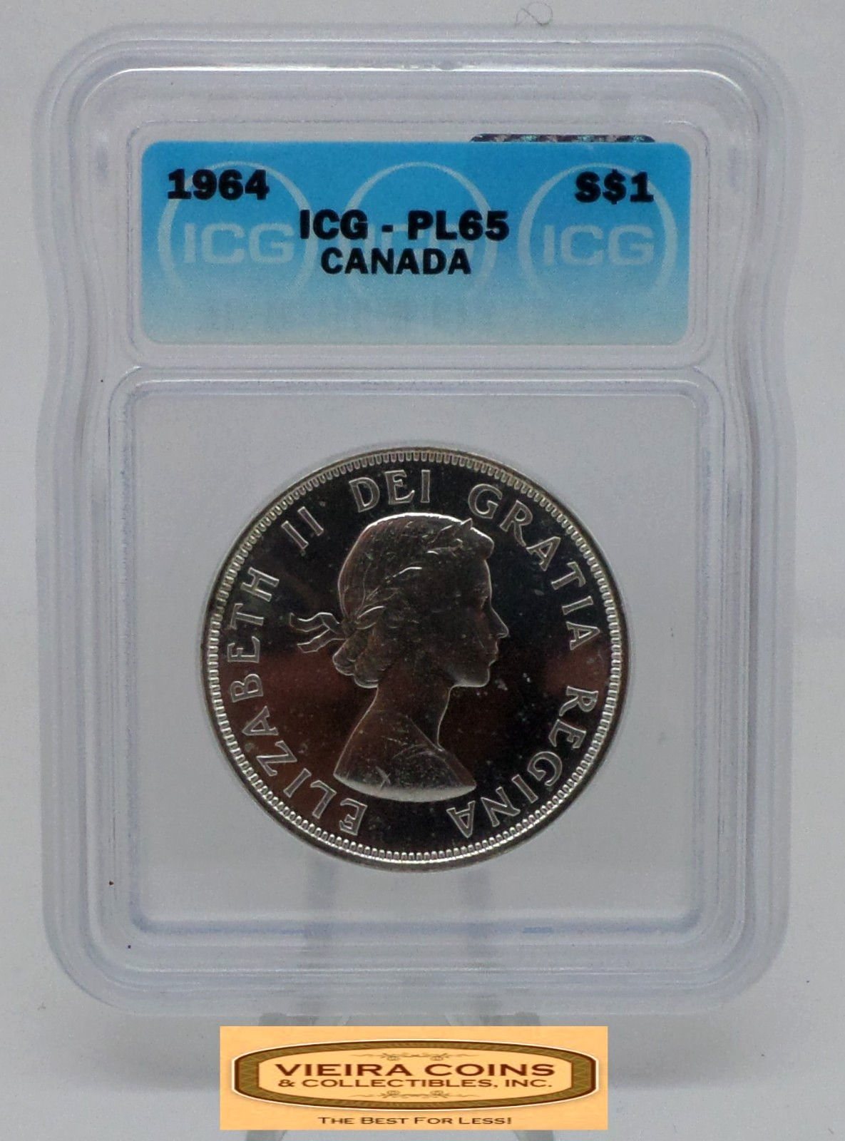 1964 Canada 80% Silver Dollar, ICG PL65 - #B57019