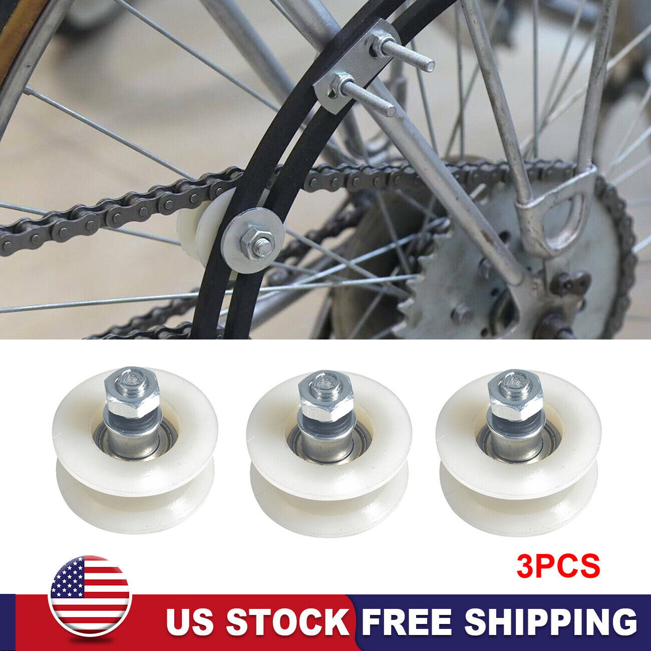 3x Pulley Chain Tensioner Roller For 49cc 60cc 66cc 80cc Motorized Bicycle Bike