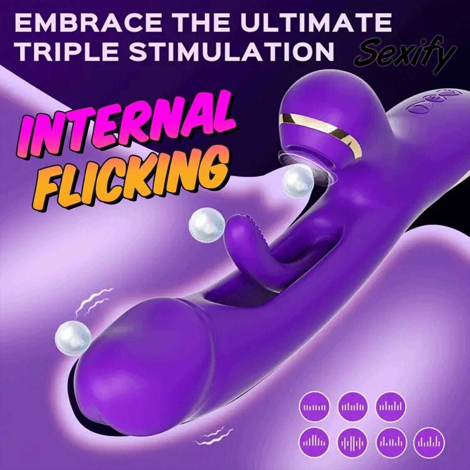 Flapping Dildo Vibrator G-Spot Clit Sucking Licking Massager Sex Toys For Women