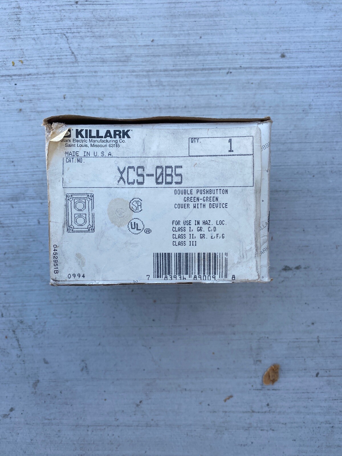 NEW KILLARK XCS-0B5 PUSH BUTTON CONTROL STATION COVER With Set Screws