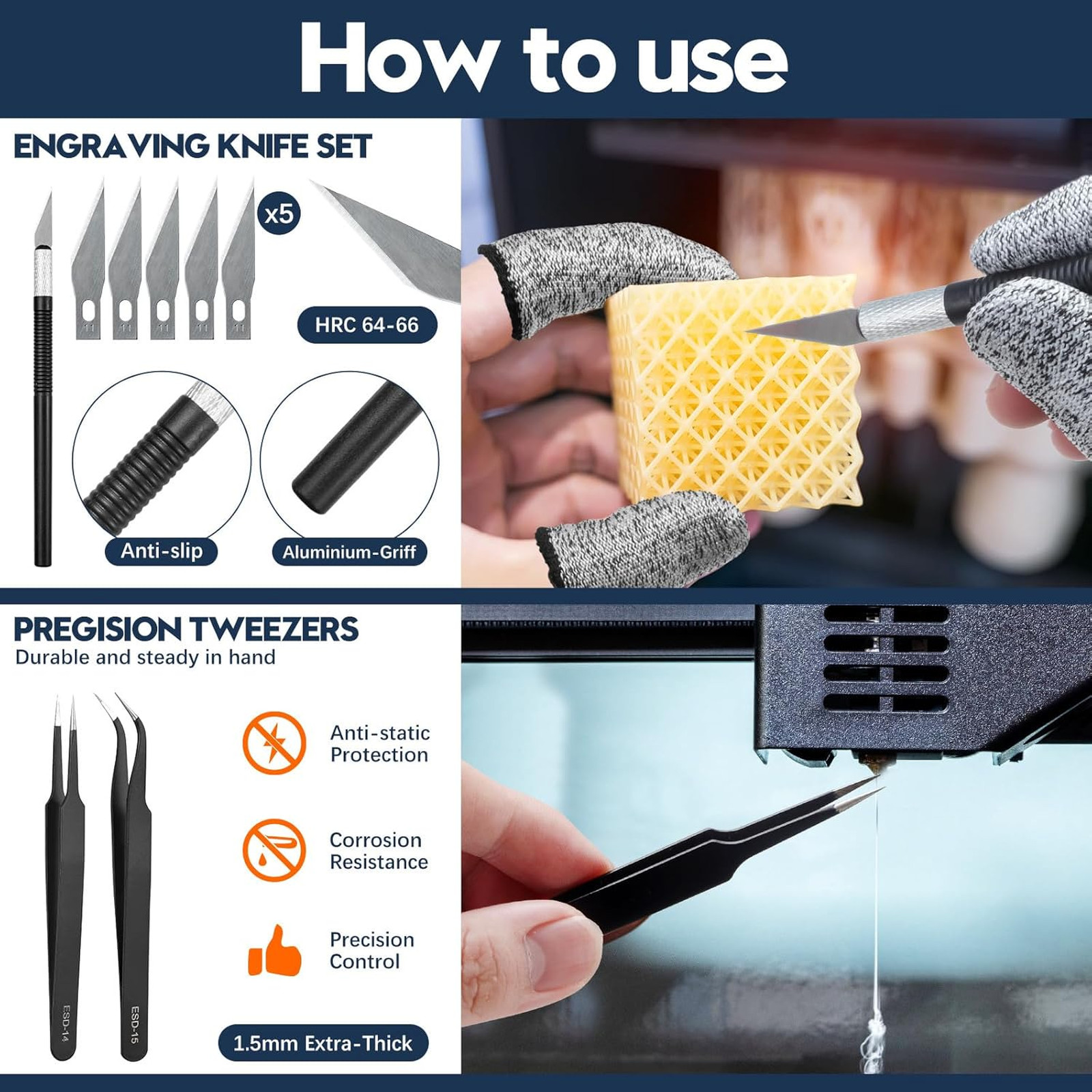 3D Printer Tool Kit 50 Pieces Compatible with FDM SLA Nozzle Cleaning Scraper