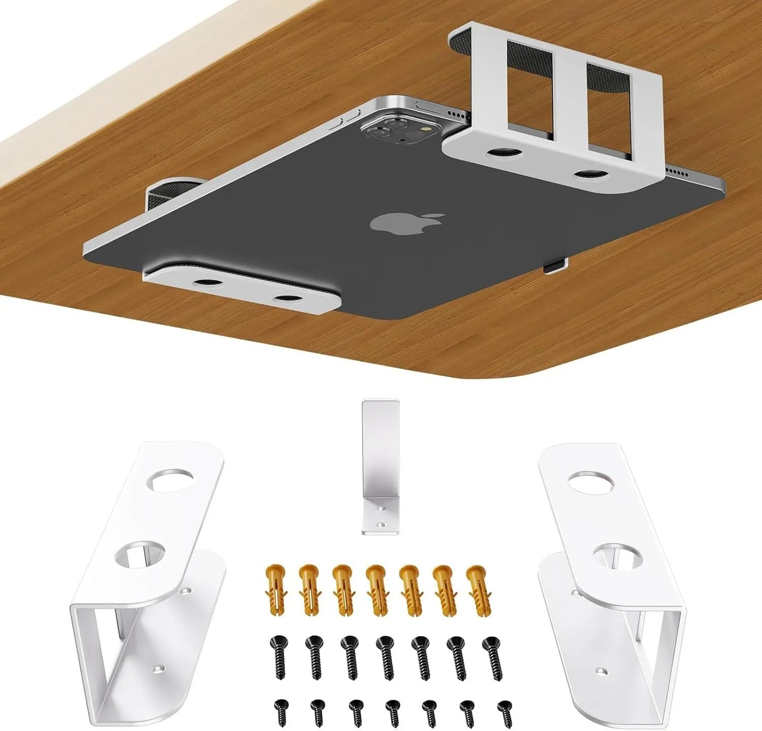 Metal Under Desk Laptop Holder Shelf with Anti Scratch Silicone Padding