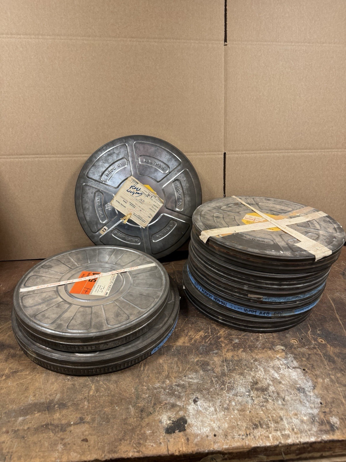 Vintage 35mm Film Cans Lot - 6 Kodak 2373 + 2 Large Similar Size Empty