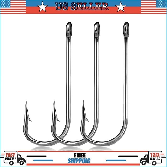 50pc 34007 Stainless Steel O'shaughnessy Fishing Hooks Long Shank Saltwater Hook