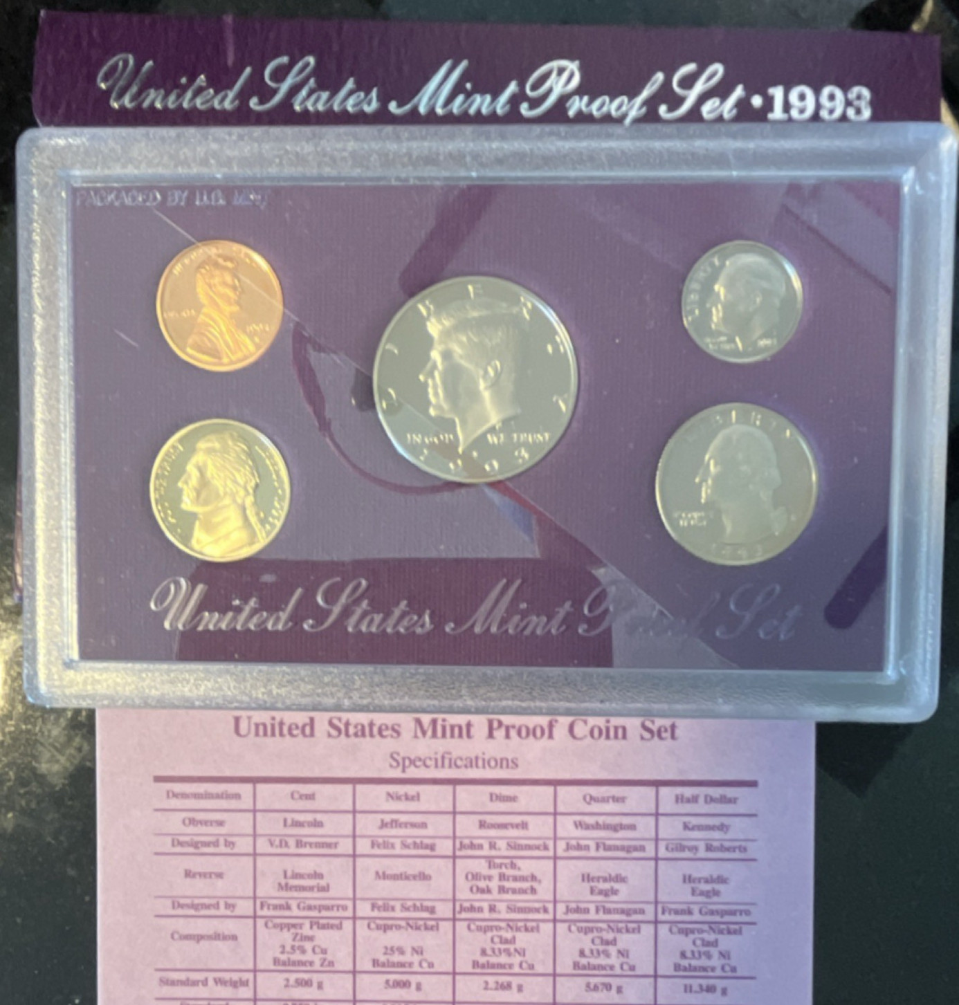 1993 U.S. Mint Proof Set Uncirculated San Francisco Original Holder