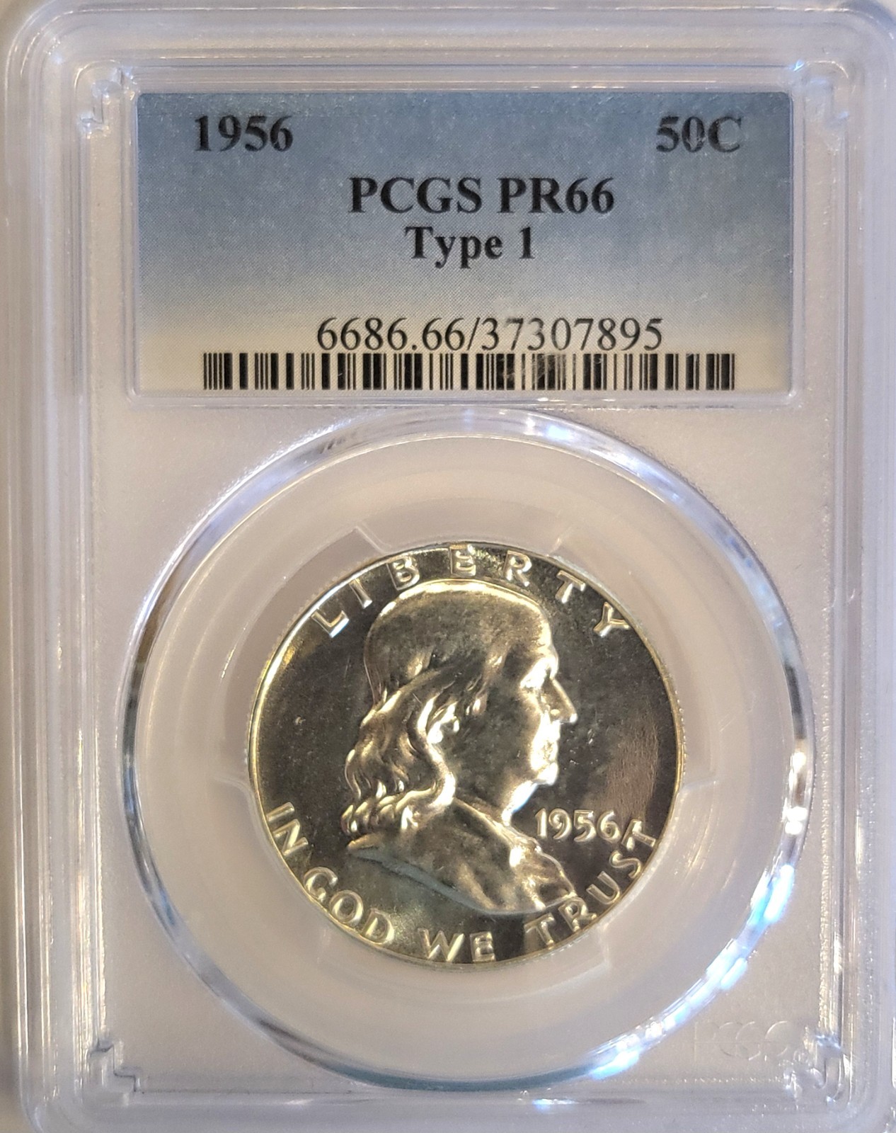 1956 PCGS Proof-66 Type 1   Brilliant & Lustrous   Franklin Half Dollar   #483
