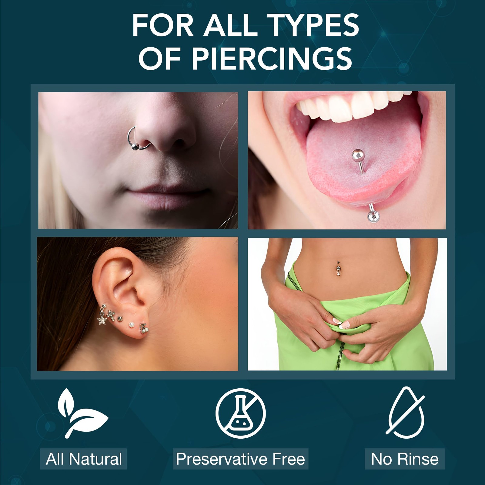 Piercing Aftercare Spray - Fast Cleaner Solution for Ear, Nose, and Belly Pie...