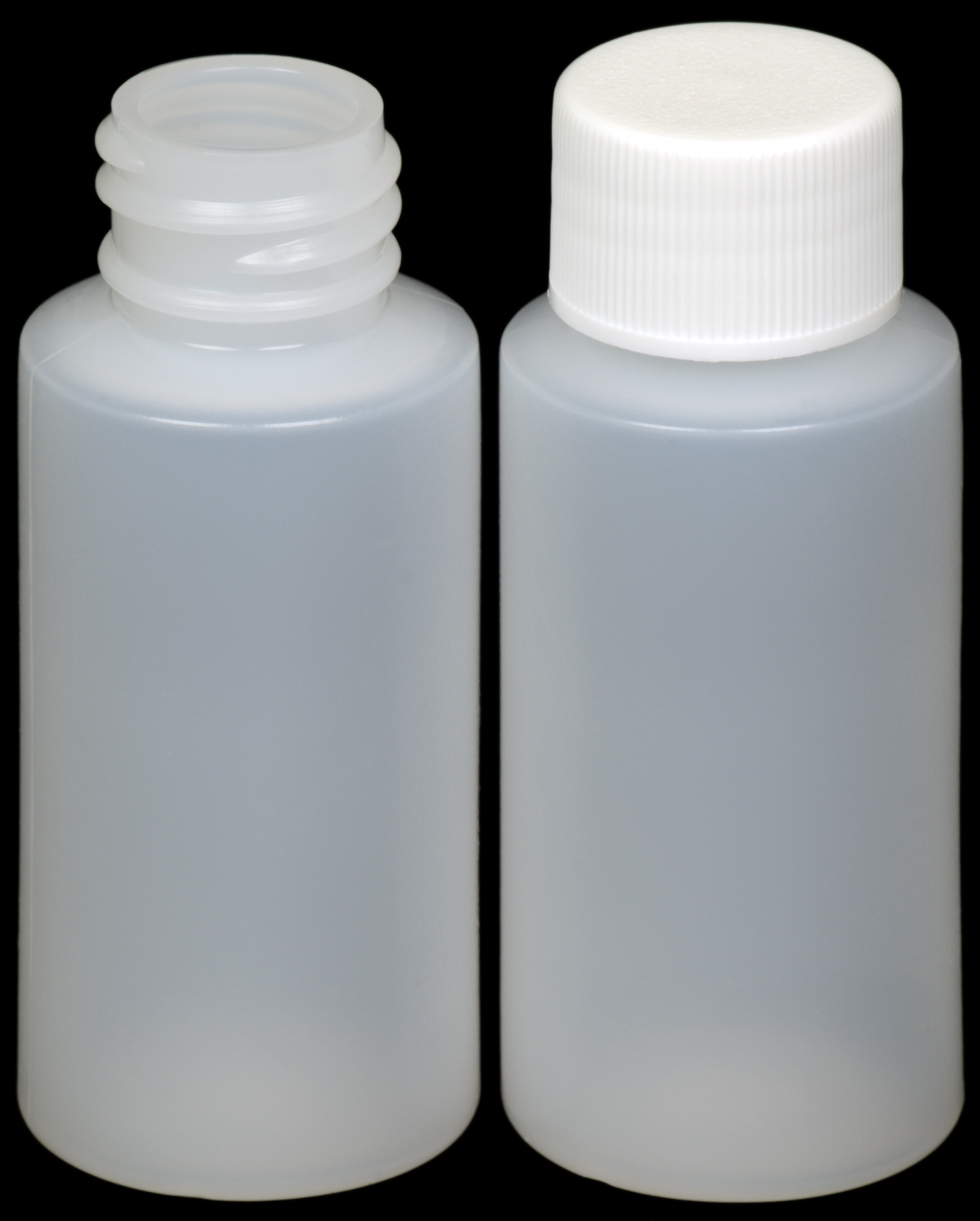 Plastic Bottle (HDPE) w/White Lid, 1-oz. 12-Pack, New