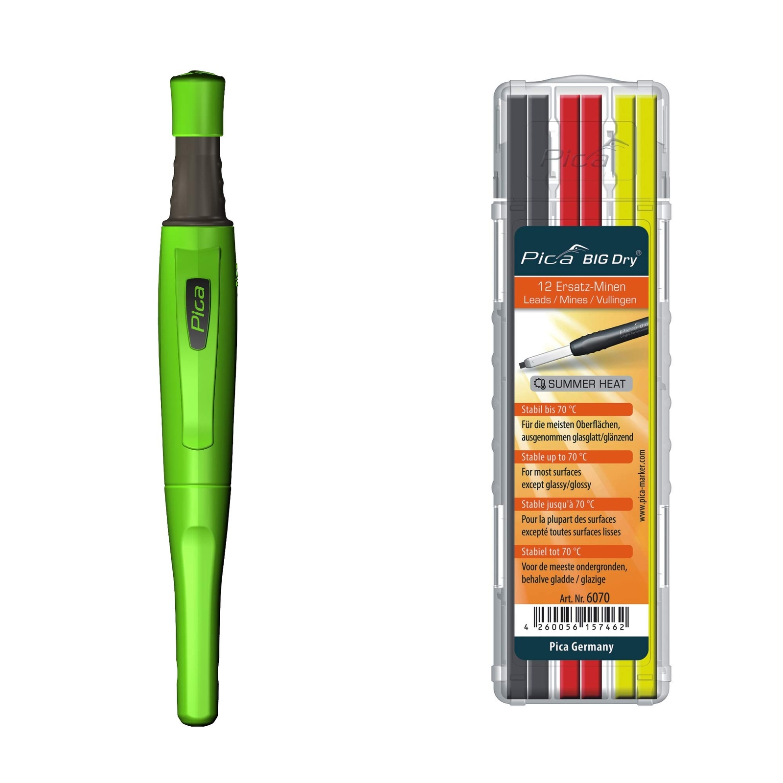 PICA-BIG Dry 1 x Marker + 12 Refills 6070 Graphite Summer Heat