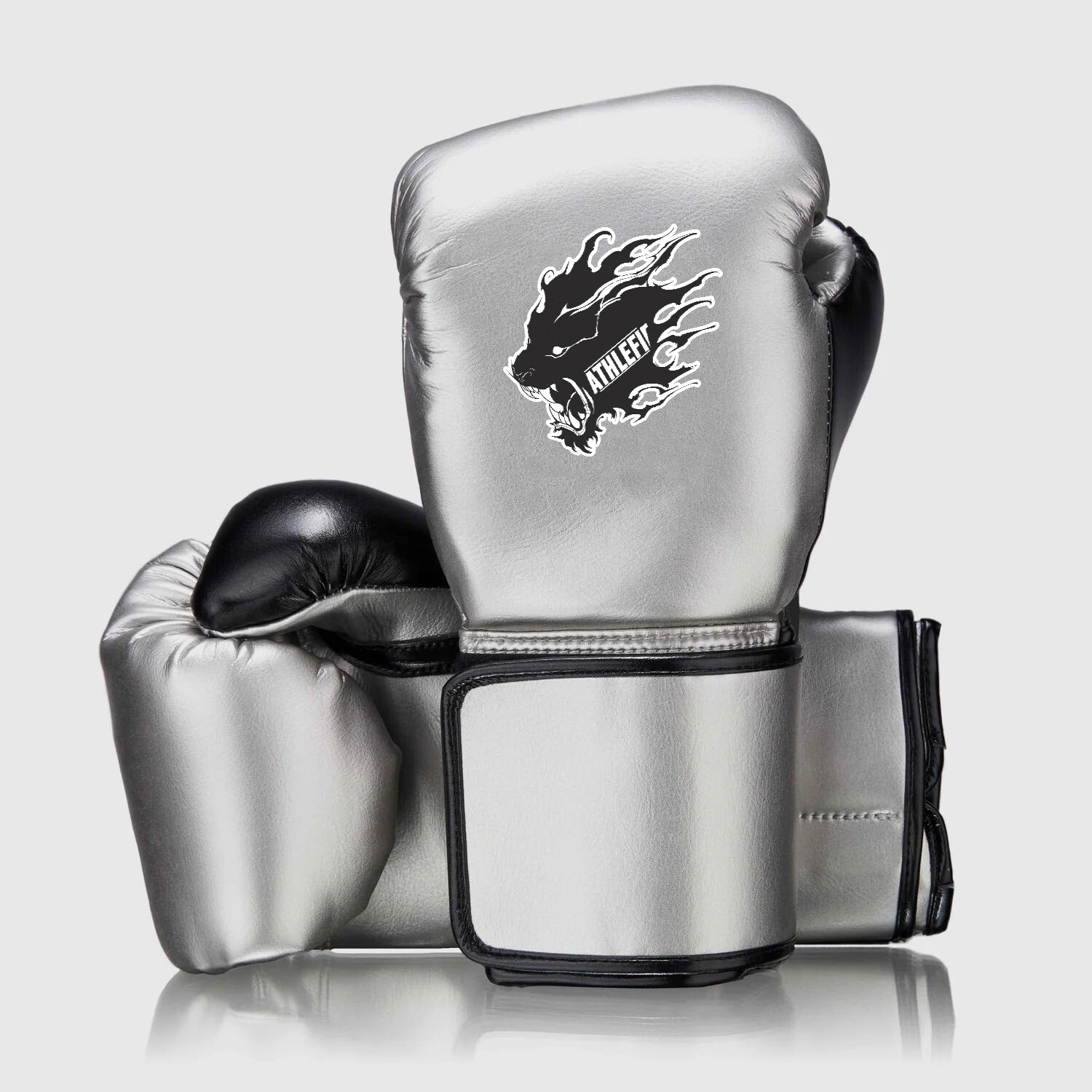 New Mexican Fly Style Metallic silver premium cow Leather Custom Boxing Glove