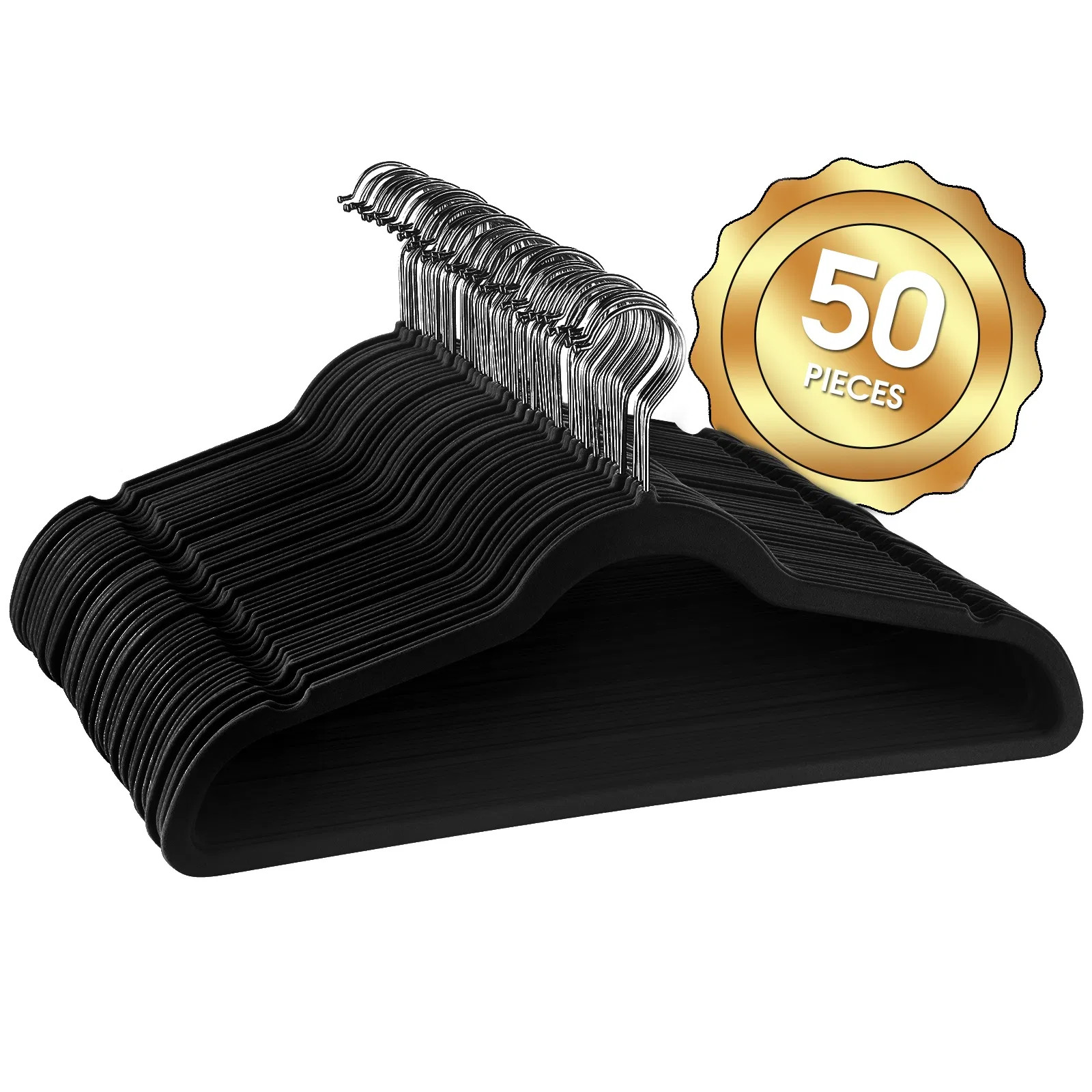 Elama Home 50 Piece Flocked Velvet Clothes Hangers with Stainless Steel Swivel H