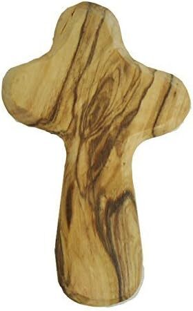 Zuluf Olive Wood Holding Cross Hand Made From Bethlehem | Small Palm Size
