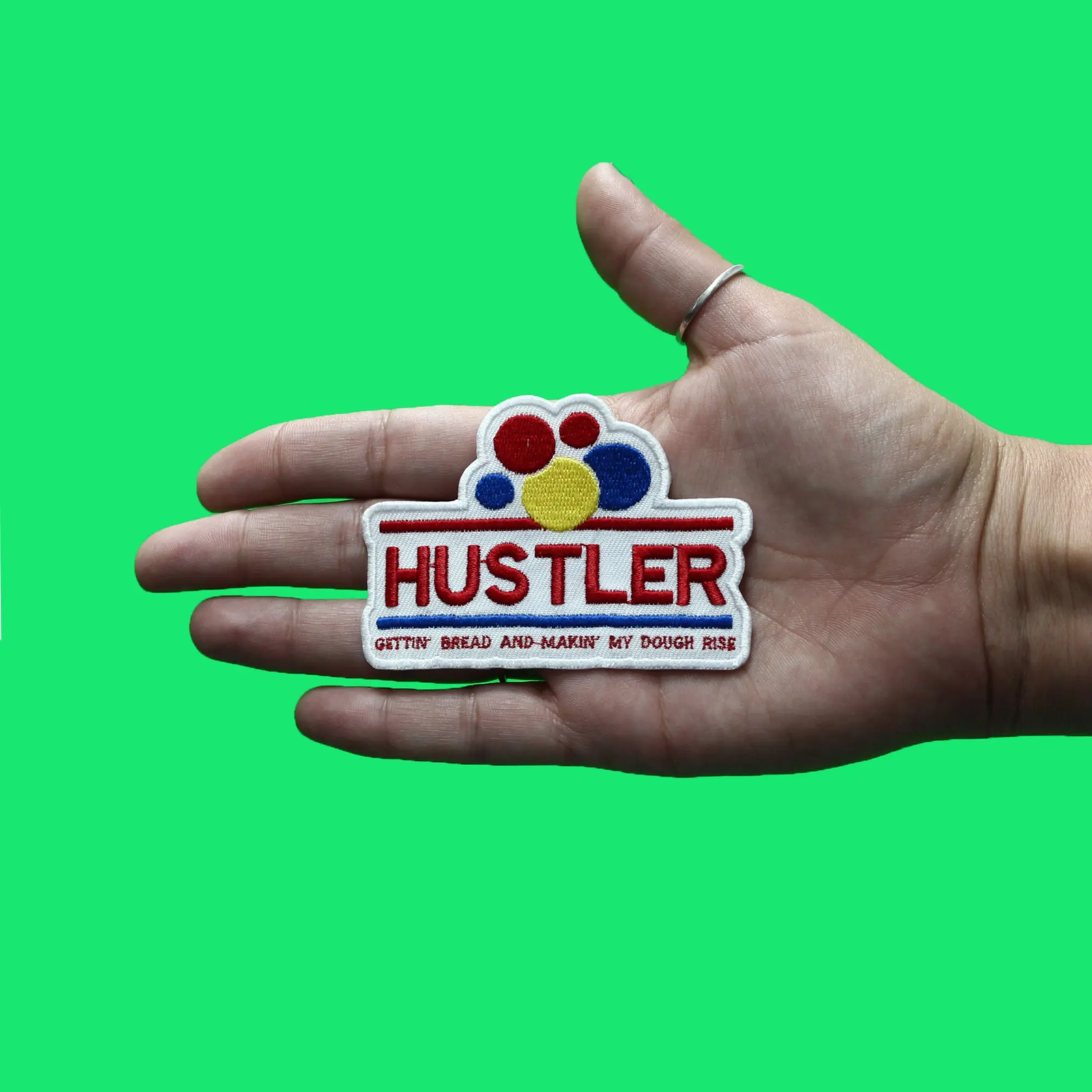 Hustler Gettin Bread Patch Funny Brand Parody Embroidered Iron On