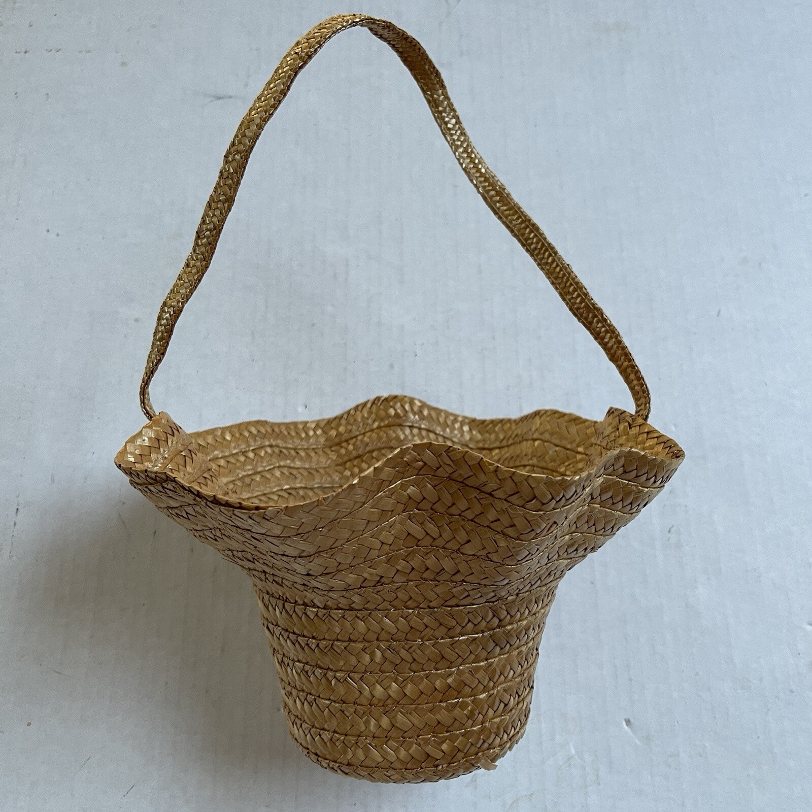 Woven Basket Handle Natural Flower Plants Storage Lightweight Easter