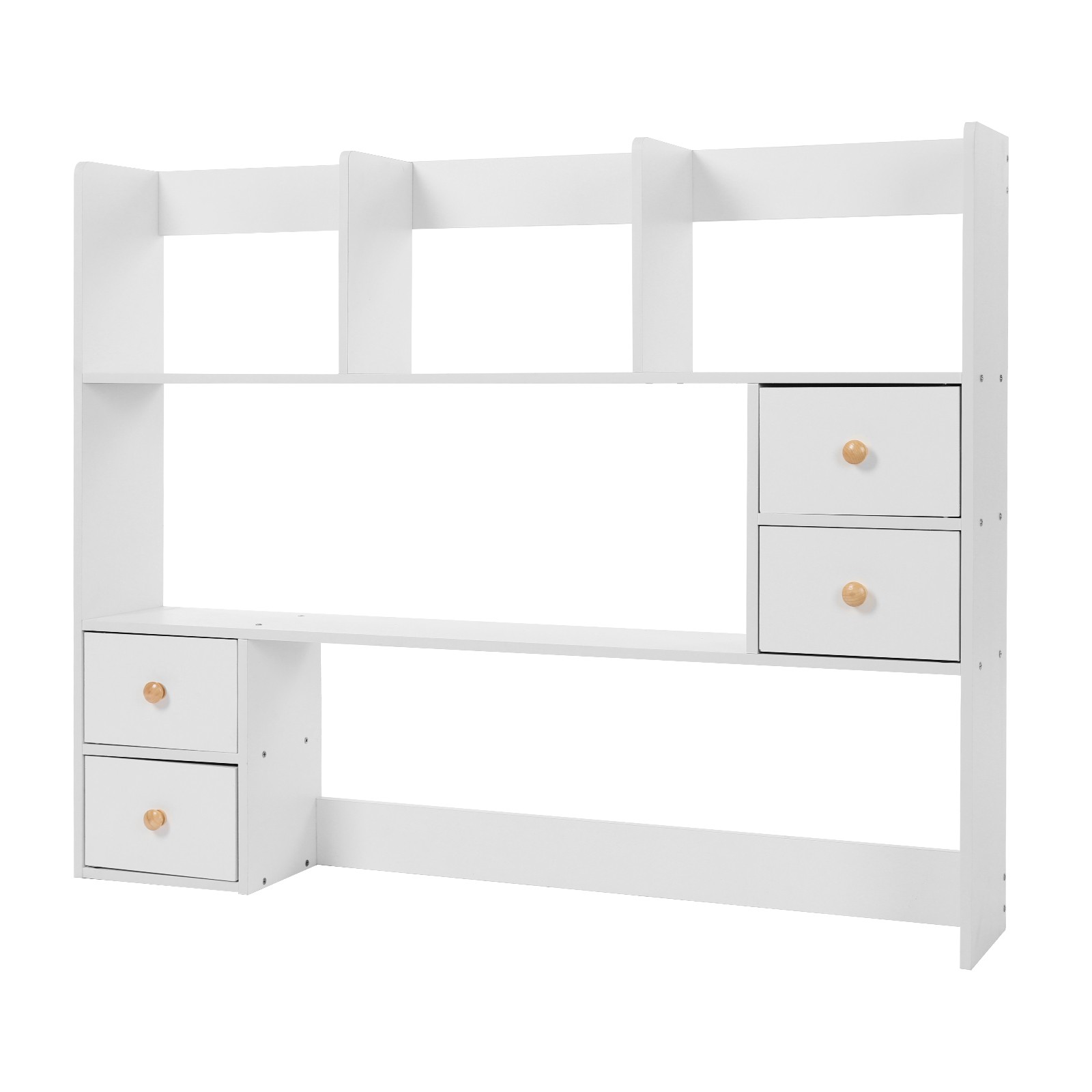 Wood Desktop Organizer, Office Storage Rack, Desktop Rack White 100 *17*80cm