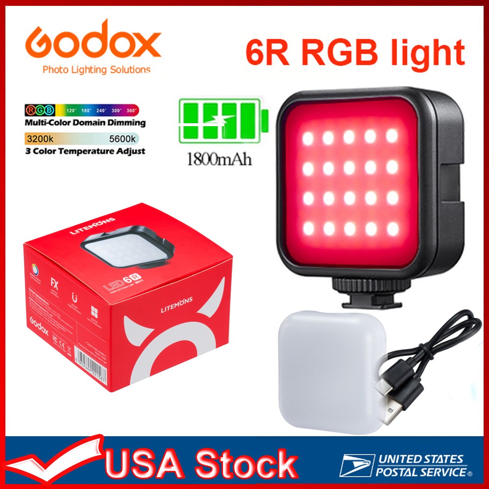 Godox LED 6R RGB Led Video Light 3200K-6500K for Camera SLR Video Vlogger Photo