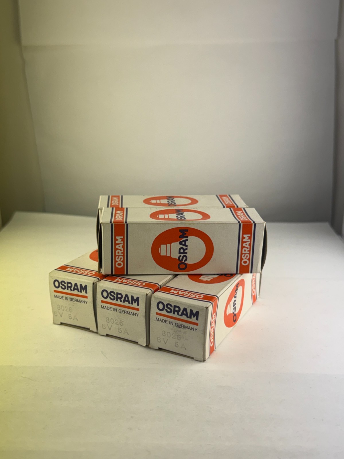 8026 Osram Brand. Incandescent Bulb. 6 Volts, 30 Watts, 5 Amps (Lot of 5)