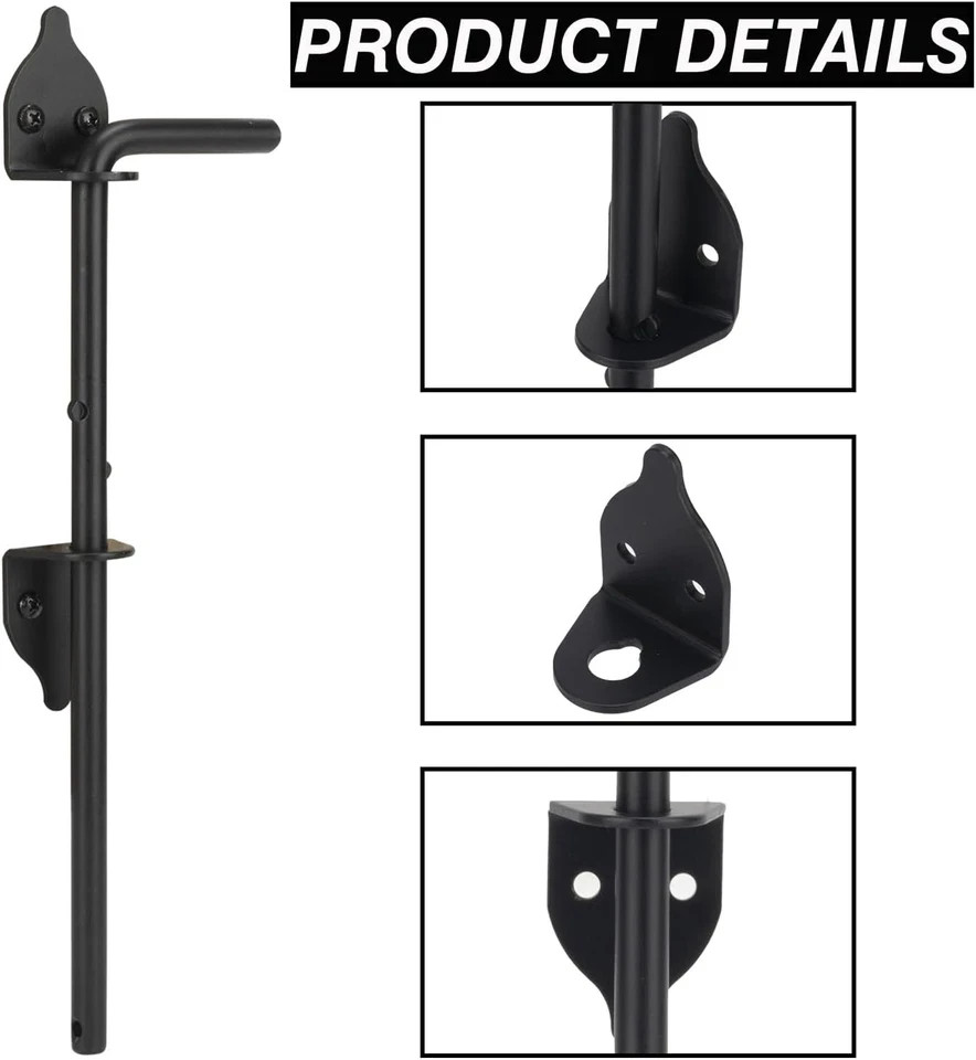 12" Cane Bolt Heavy-Duty Drop Rod for Gate, Gate Ground Latch for Wooden Fences