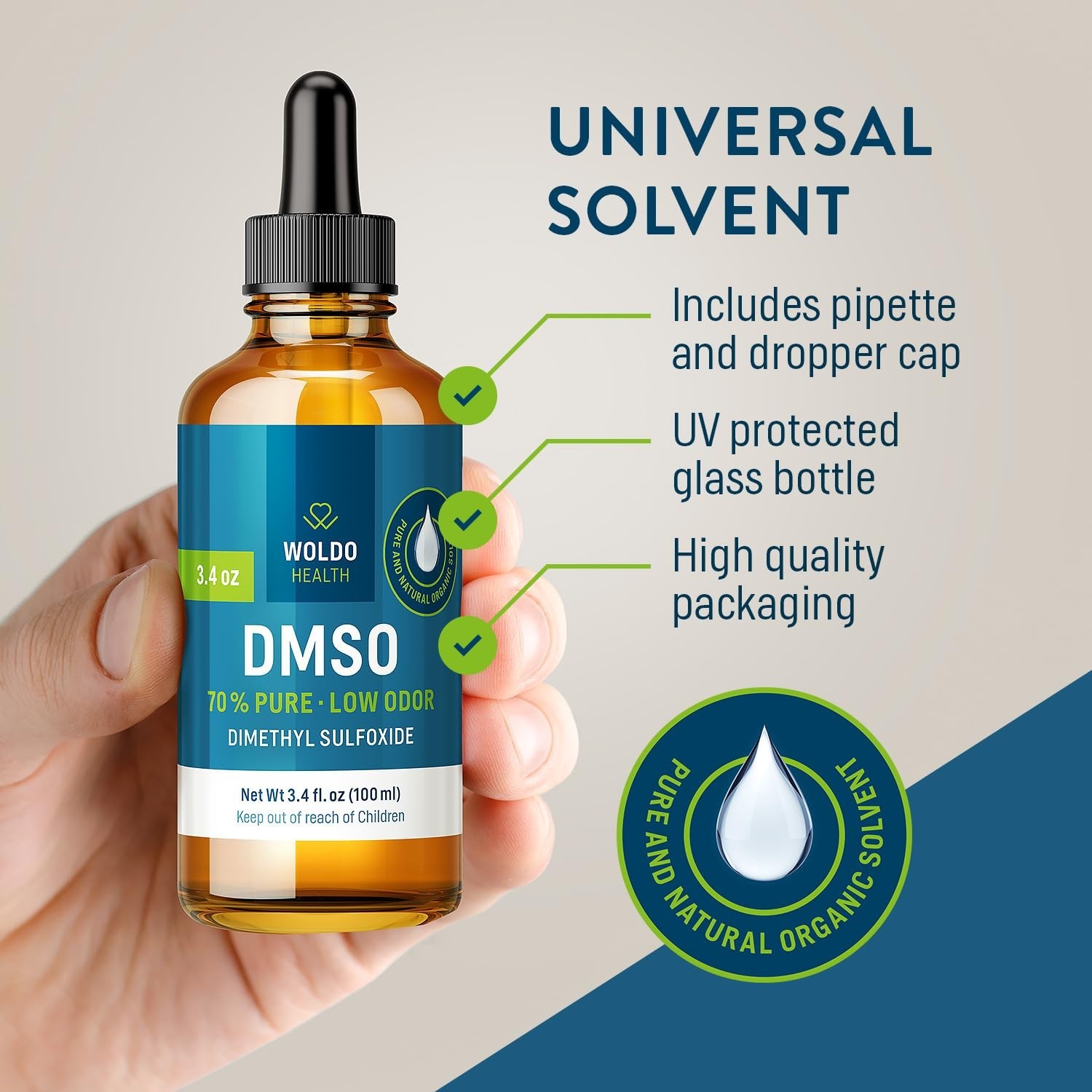 70% DMSO Liquid - Pharmaceutical Grade Dimethyl Sulfoxide, High Purity Solvent,