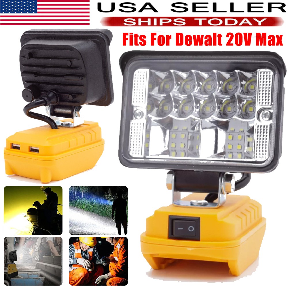 Portable Flood Light Outdoor LED Work Light Flashlight Torch for Dewalt 20V MAX
