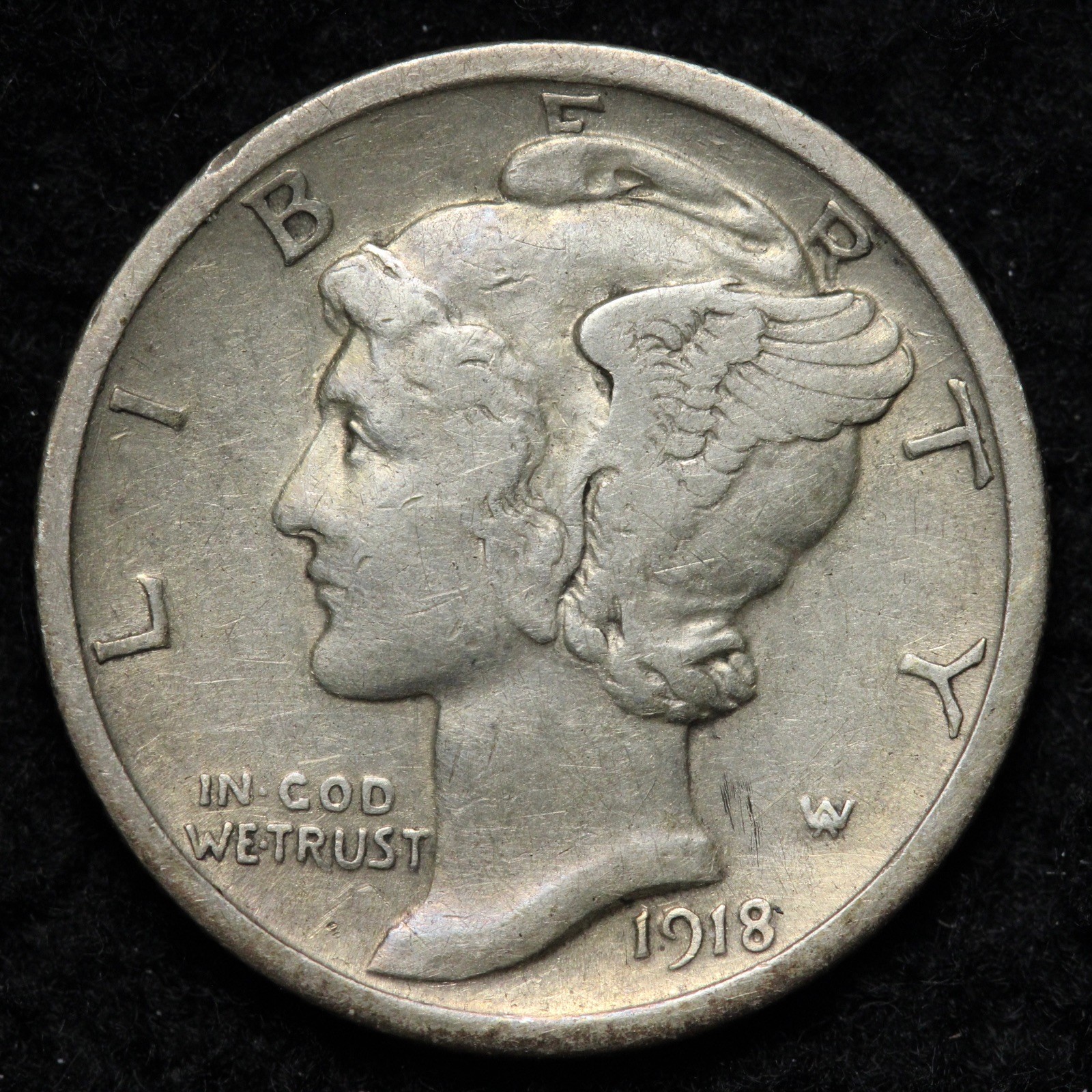 1918 Mercury Silver Dime XF E283 GJND