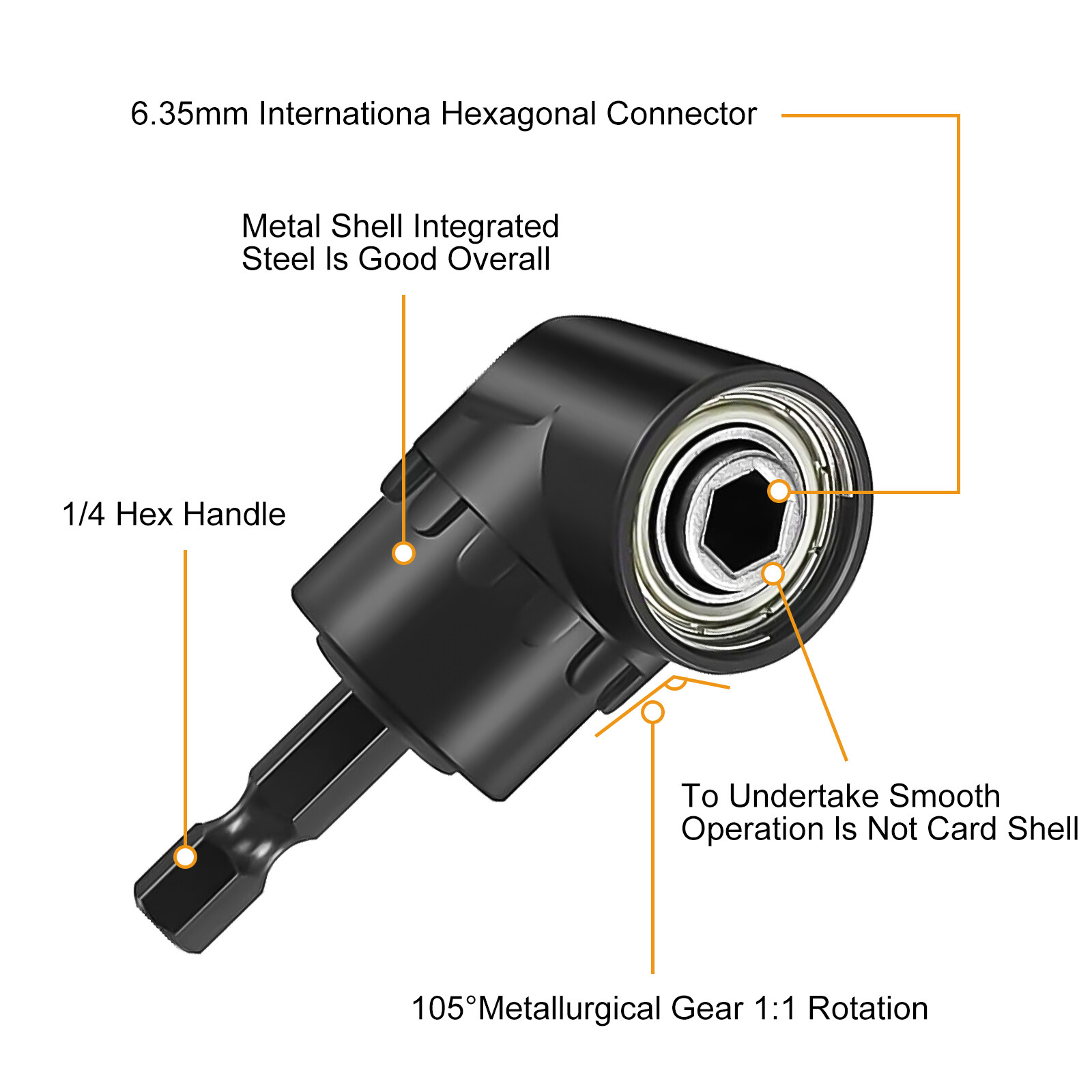 4Pcs 105°Right Angle Drill Attachment Impact Grade Socket Adapter 1/4" 3/8" 1/2"