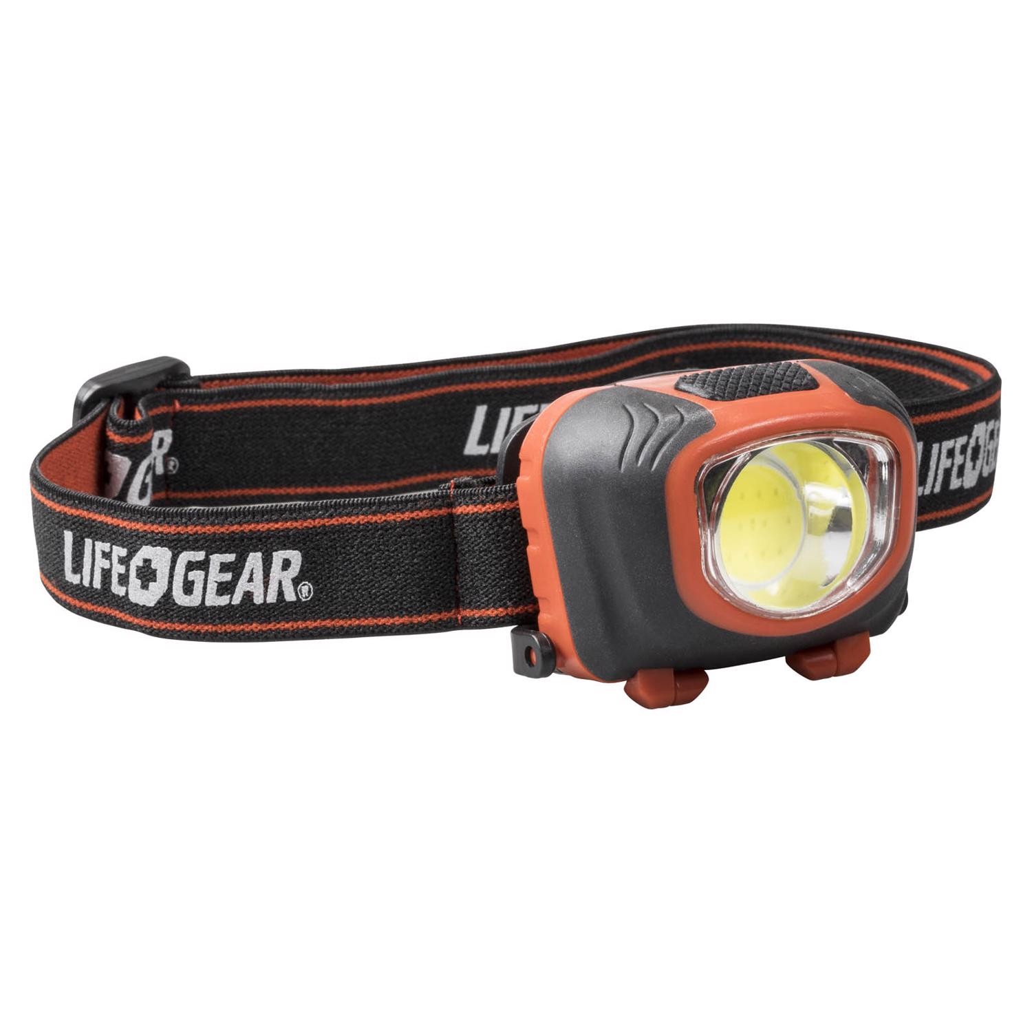 Life Gear 41-3765 Plastic Black/Red 260 Lumens Storm Proof LED Head Lamp