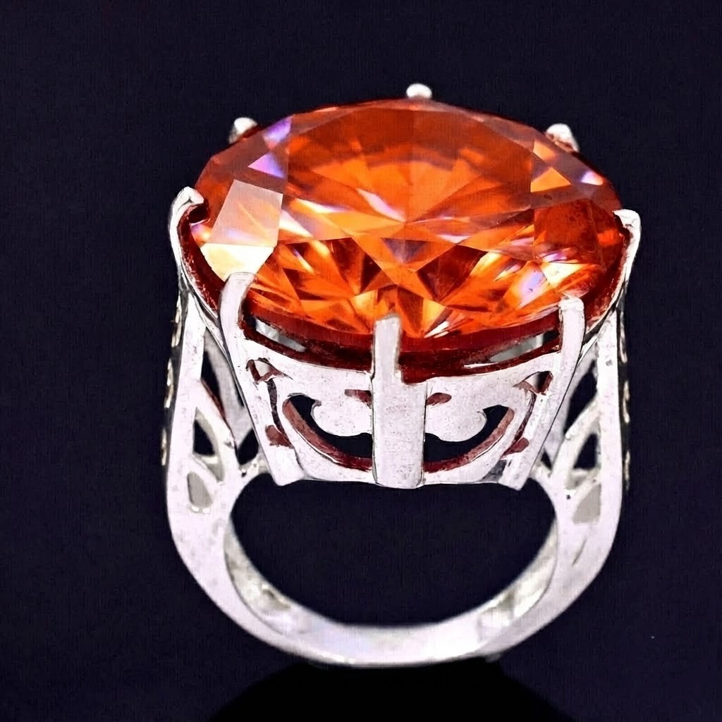 HUGE Certified 62 CT Ct Flame Orange Diamond Solitaire Ring, FREE Diamond Studs