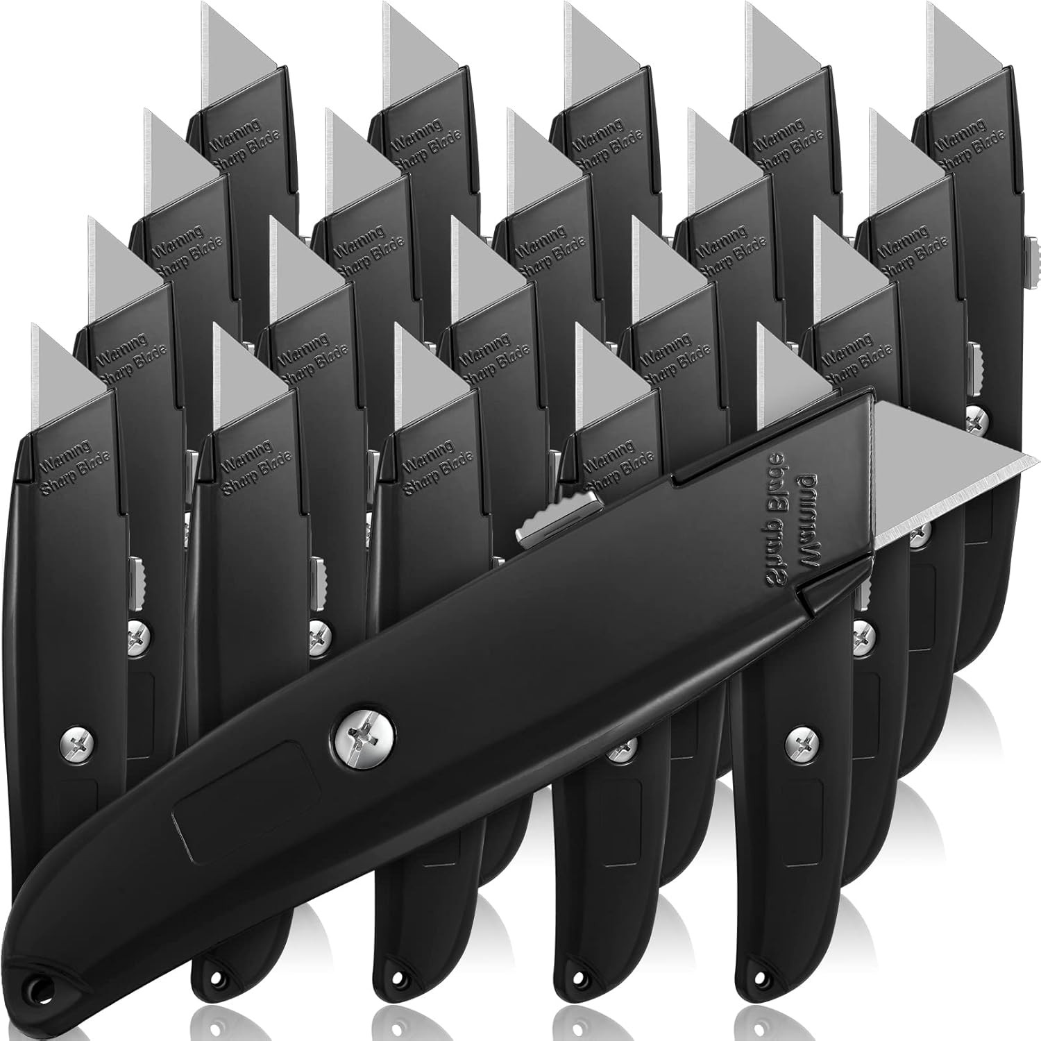 Reginary 20 Pcs Box Cutter Bulk Retractable Utility Knife Heavy Duty Aluminum Al