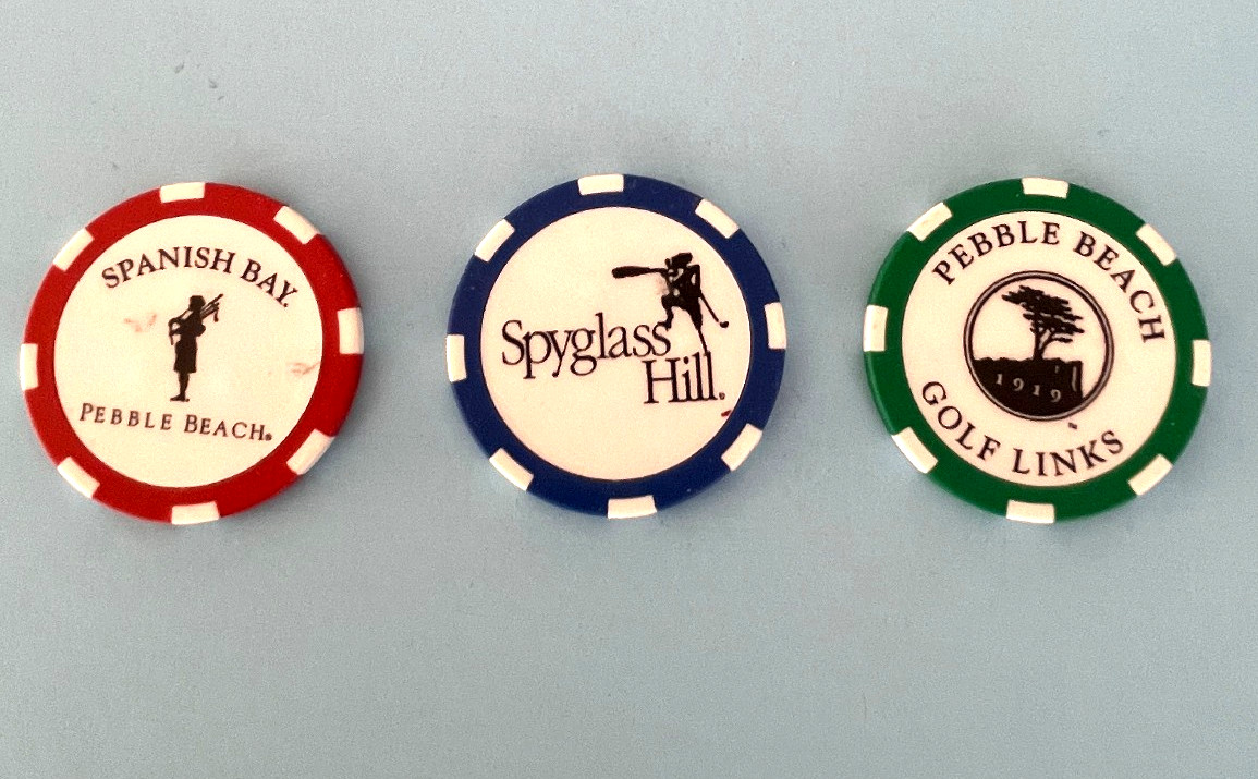 Lot of 3 Ball Markers Pebble Beach Spyglass Hill Spanish Bay
