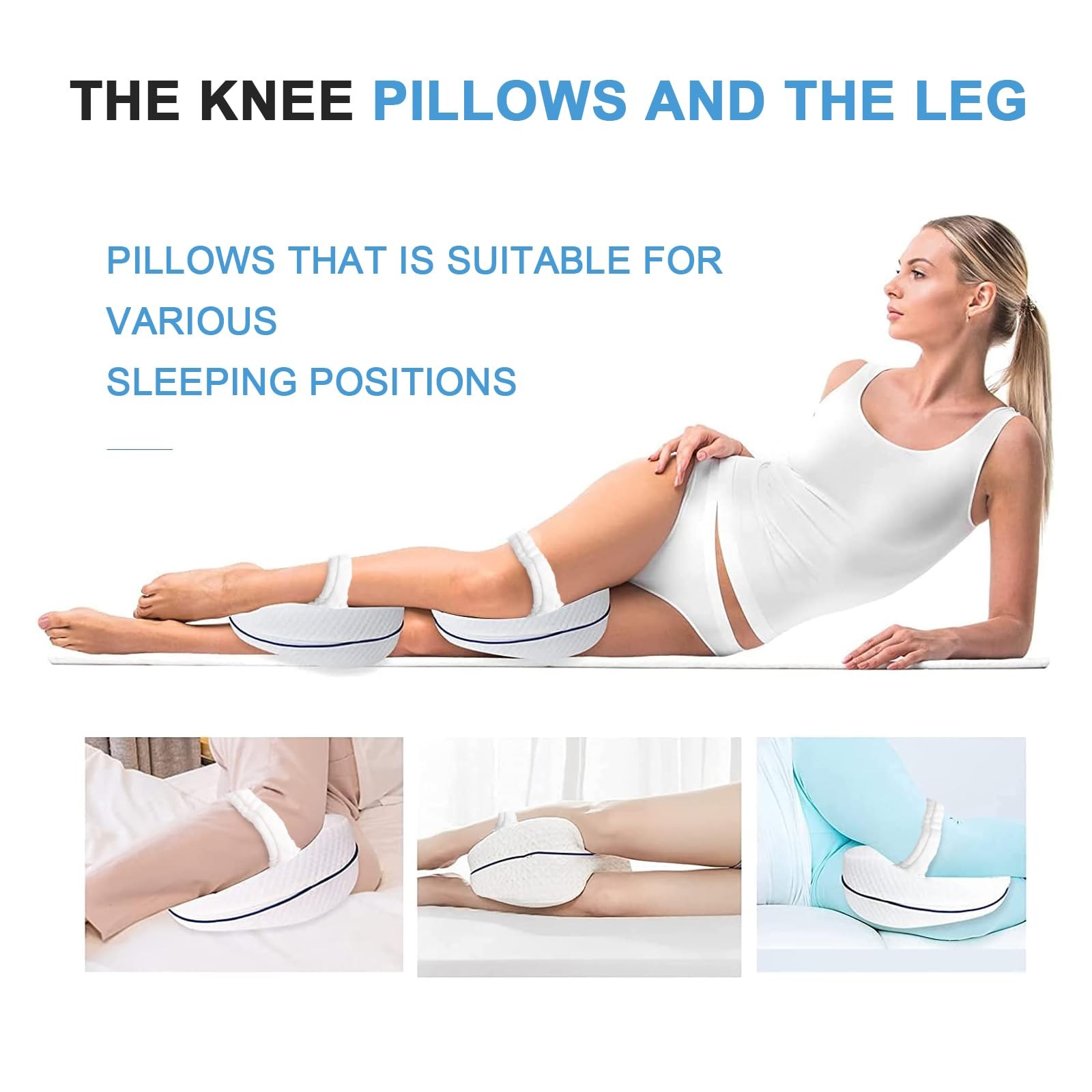 Vertdens Leg Pillow, Knee Pillow for Side Sleepers, Pillows White