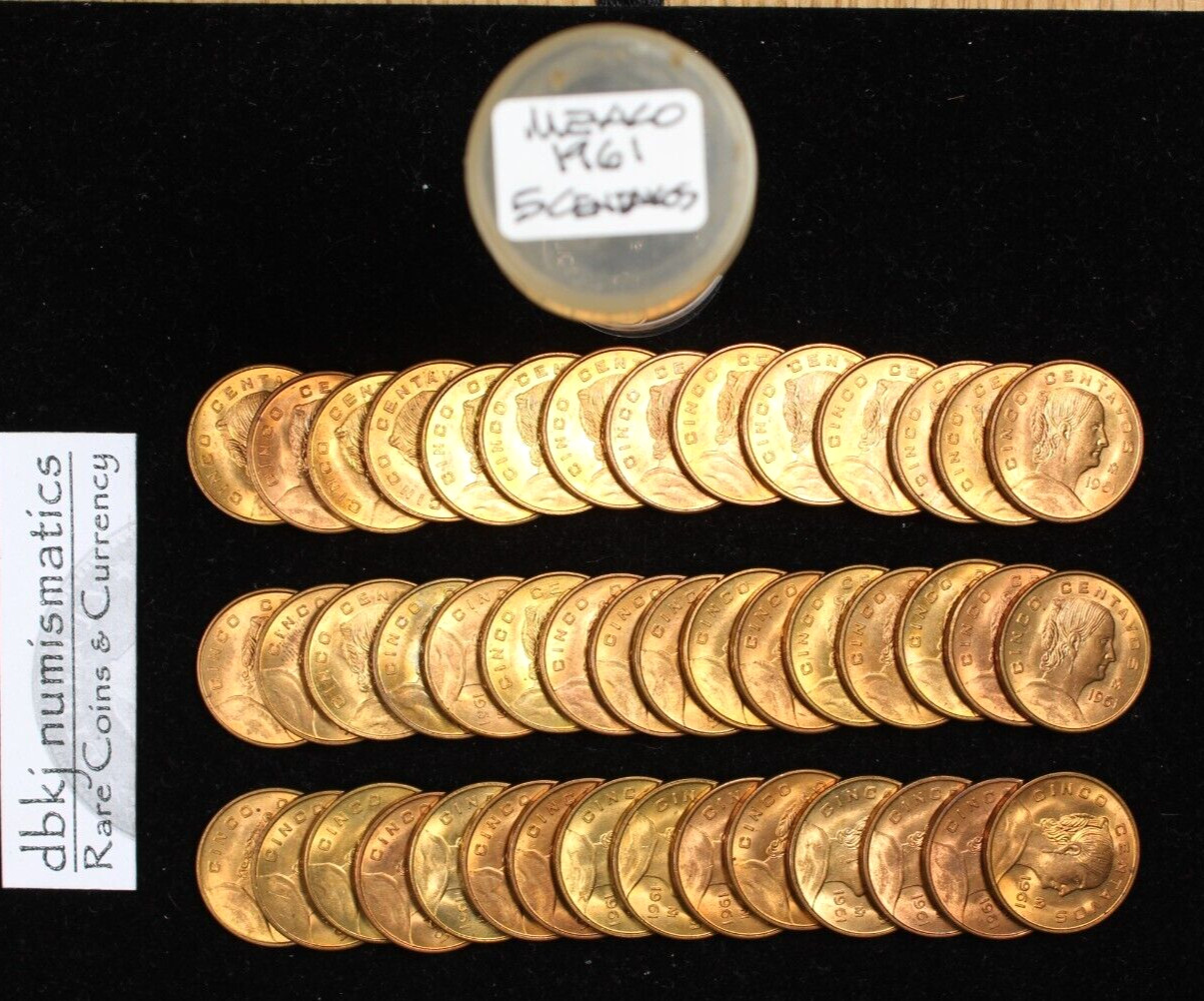 Tube of 45 1961 Mexico 5 Centavos - KM426 - BU - Brilliant Uncirculated