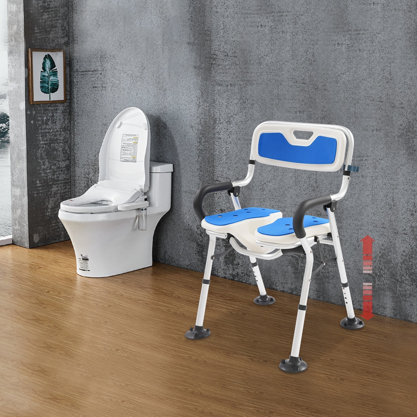Heavy Duty Shower Chair U-Shape Seat Foldable Shower Chair for Private Washing