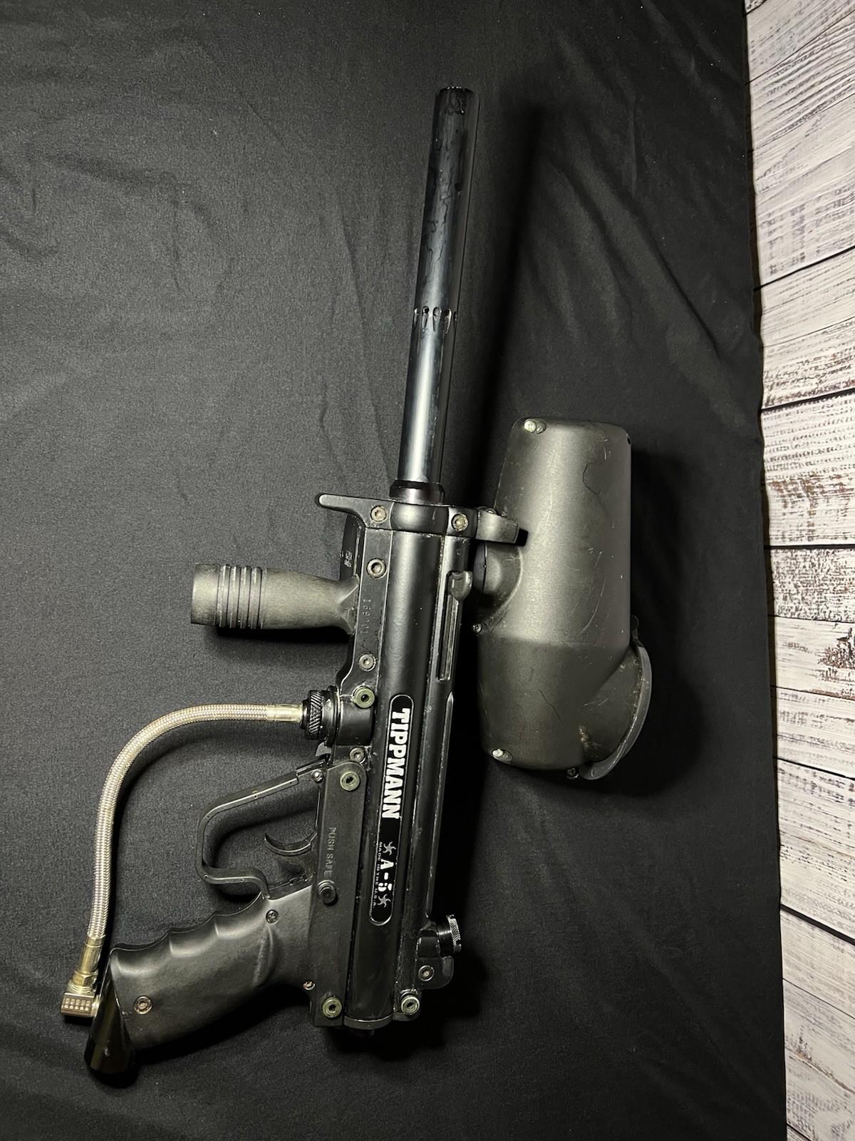Tippmann A-5 .68 Cal Paintball Marker Semi-Auto w/ Hopper & Barrel Tested Works