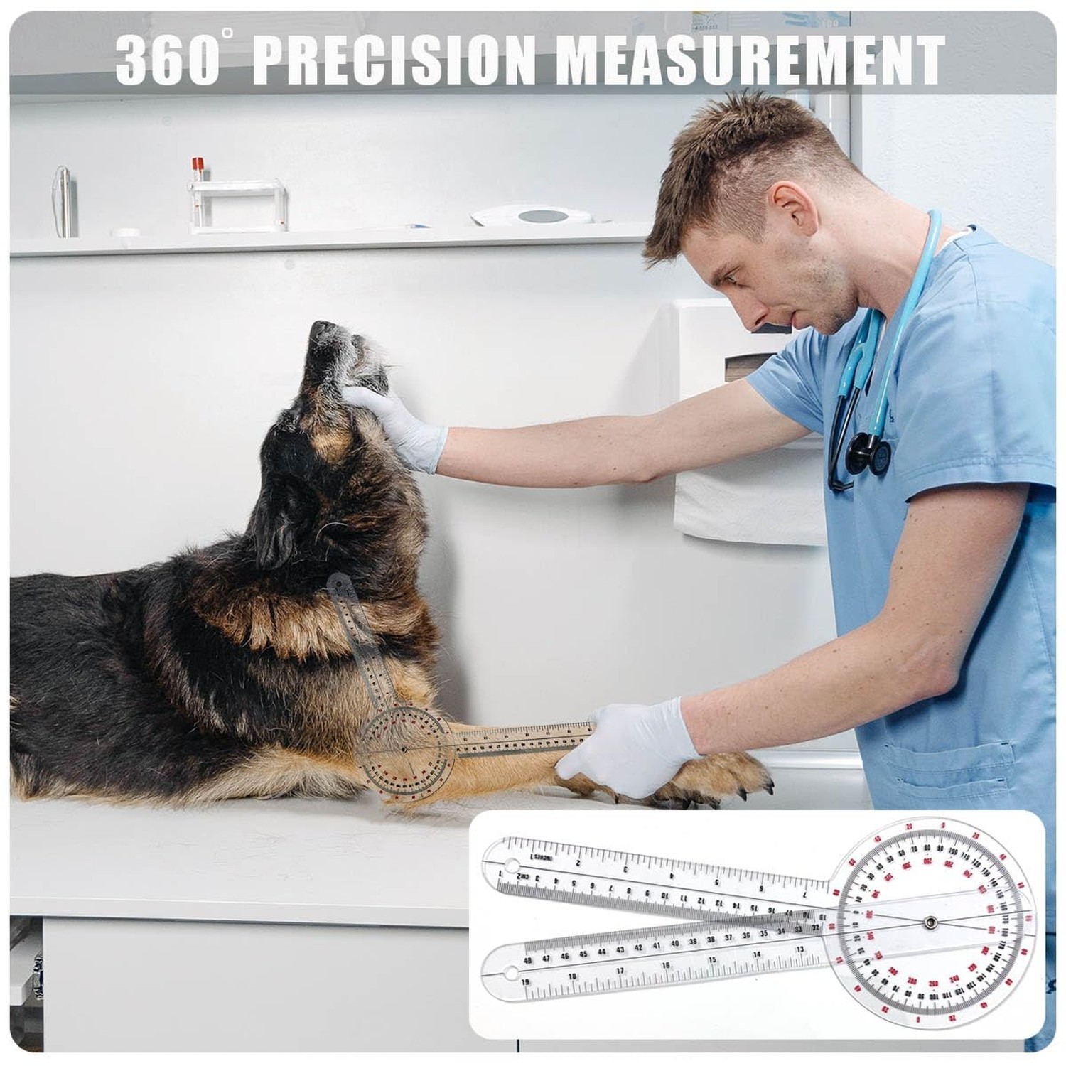 Goniometer 12 inch, Transparent Orthopedic Angle Ruler Plastic Goniometer, 36...